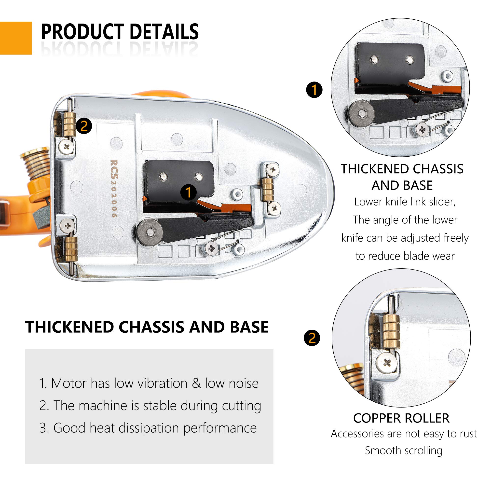 CGOLDENWALL Ciseaux Électrique Tissu Rond Couteau Servo Direct Drive Pour Couper Carton Tissu Papier 3 Vitesse Réglable LED Lumière (≤27mm)