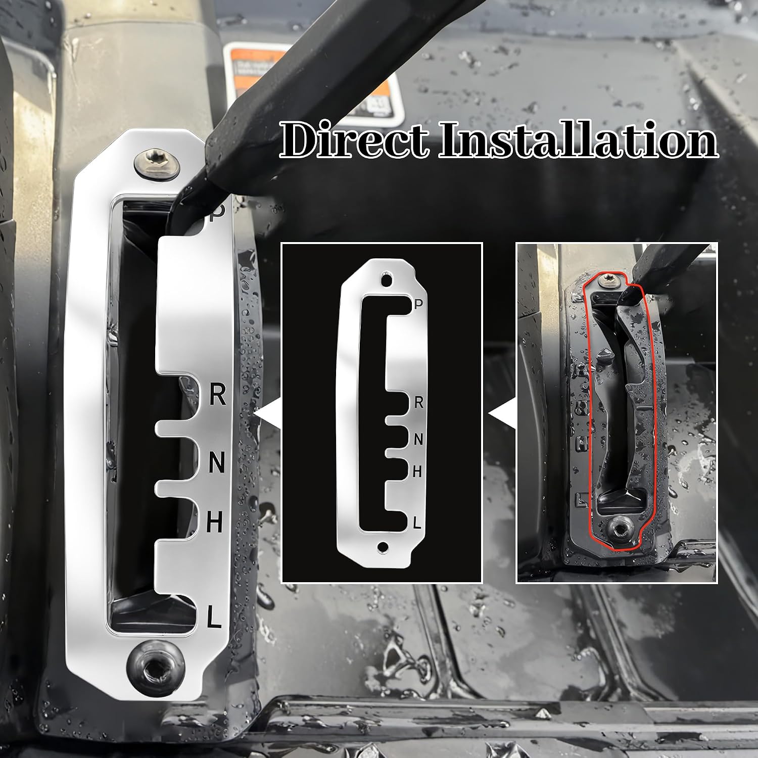 Shift Gate Gear Shifter Lever Pattern Grille Trimming Plate Compatible with Can-Am Defender HD10 HD9 HD8 2017-2025, Silver, Off-Road SxS