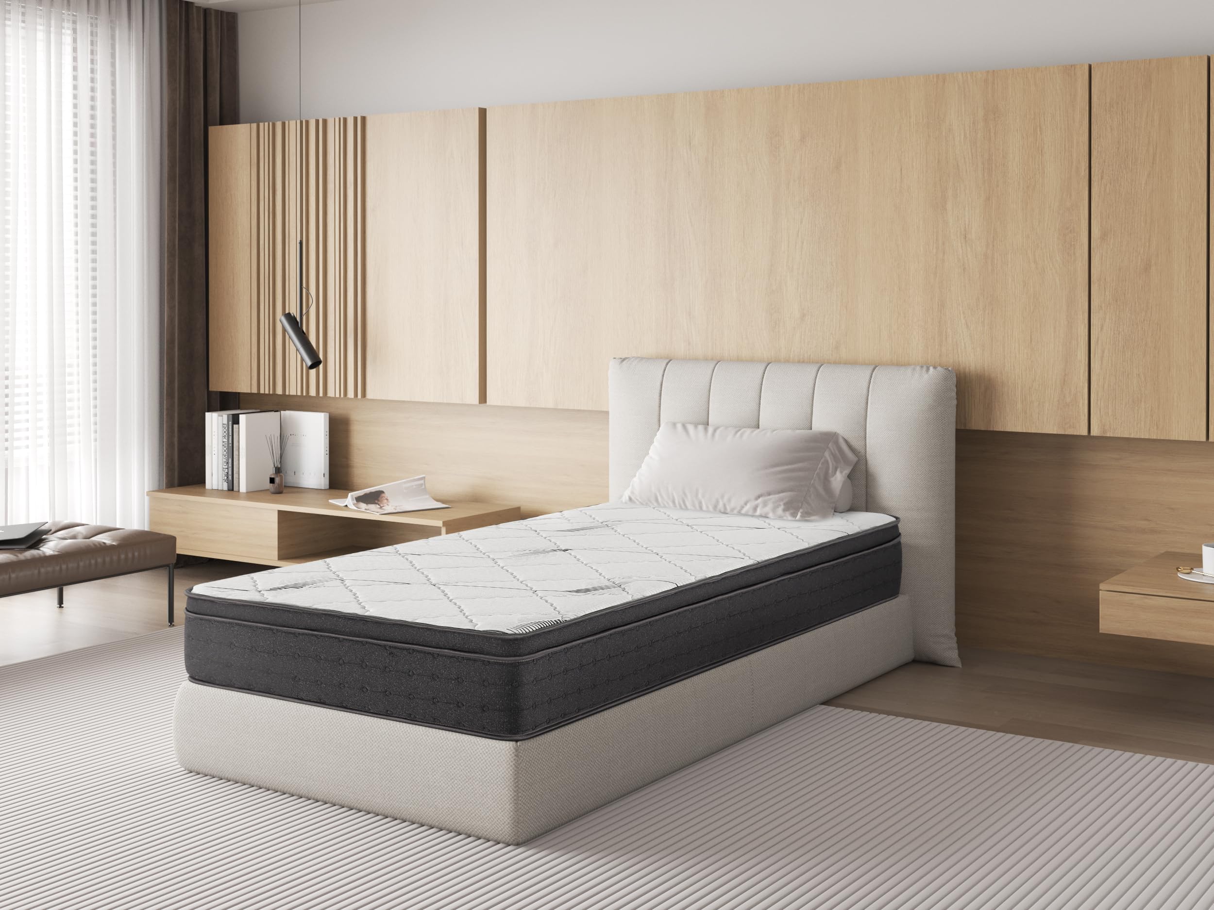 Matelas 90x190CM,Epaisseur 22CM,Luxe Matelas Confort Zones en Mousse à mémoire de Forme, Moelleux et Respirant (90x190x22CM)