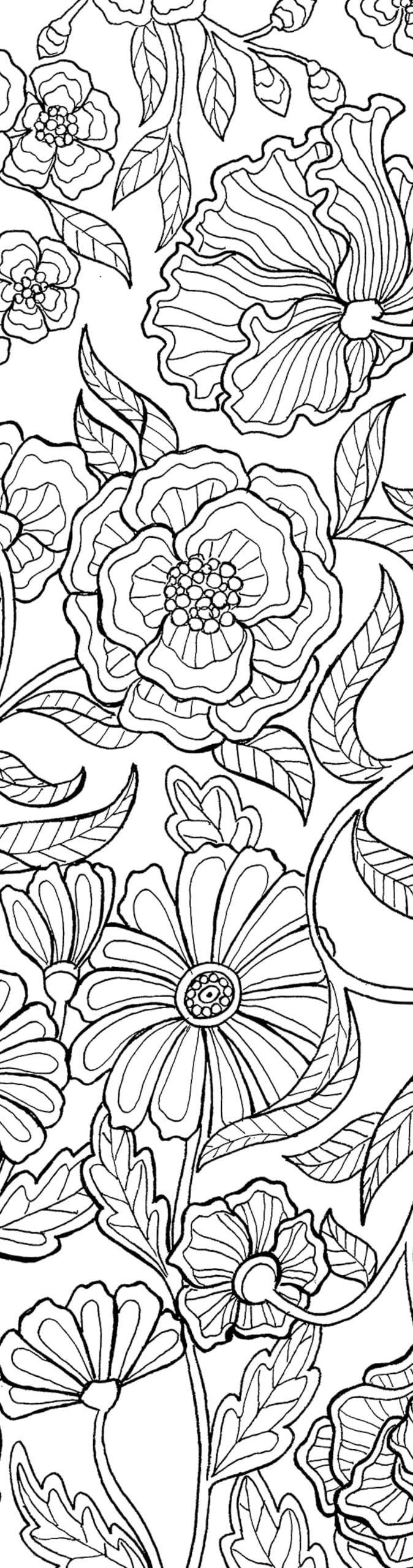 Flowers Coloring Bookmarks