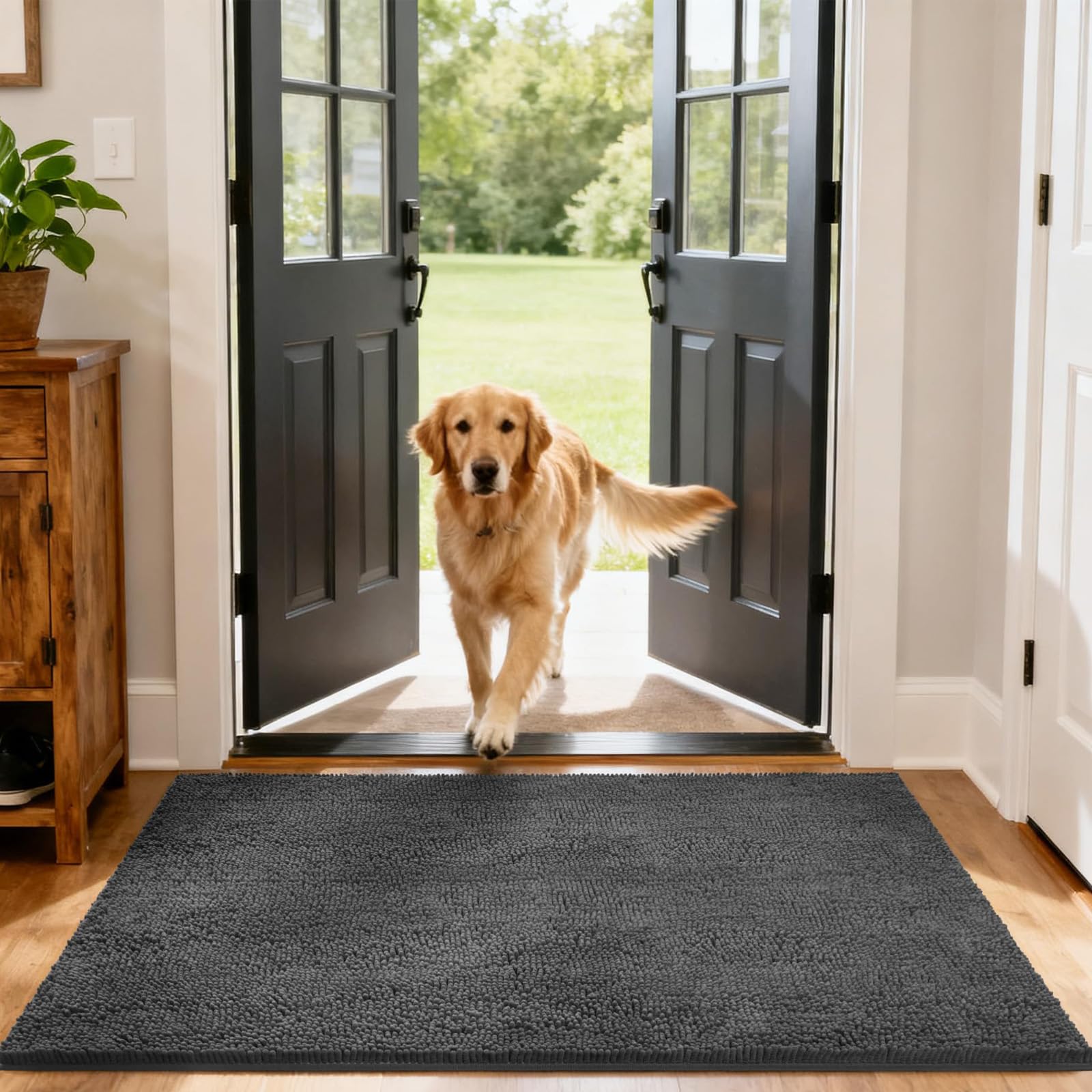 Tapis Petitepapatte, Petitepapatte Tapis Cleanpattoune Ultra-Absorbant, Lavable, antidérapant et Anti-salissures, Tissu Doux, pour Pattes et Chaussures boueuses et humides (#H,70x140 cm)