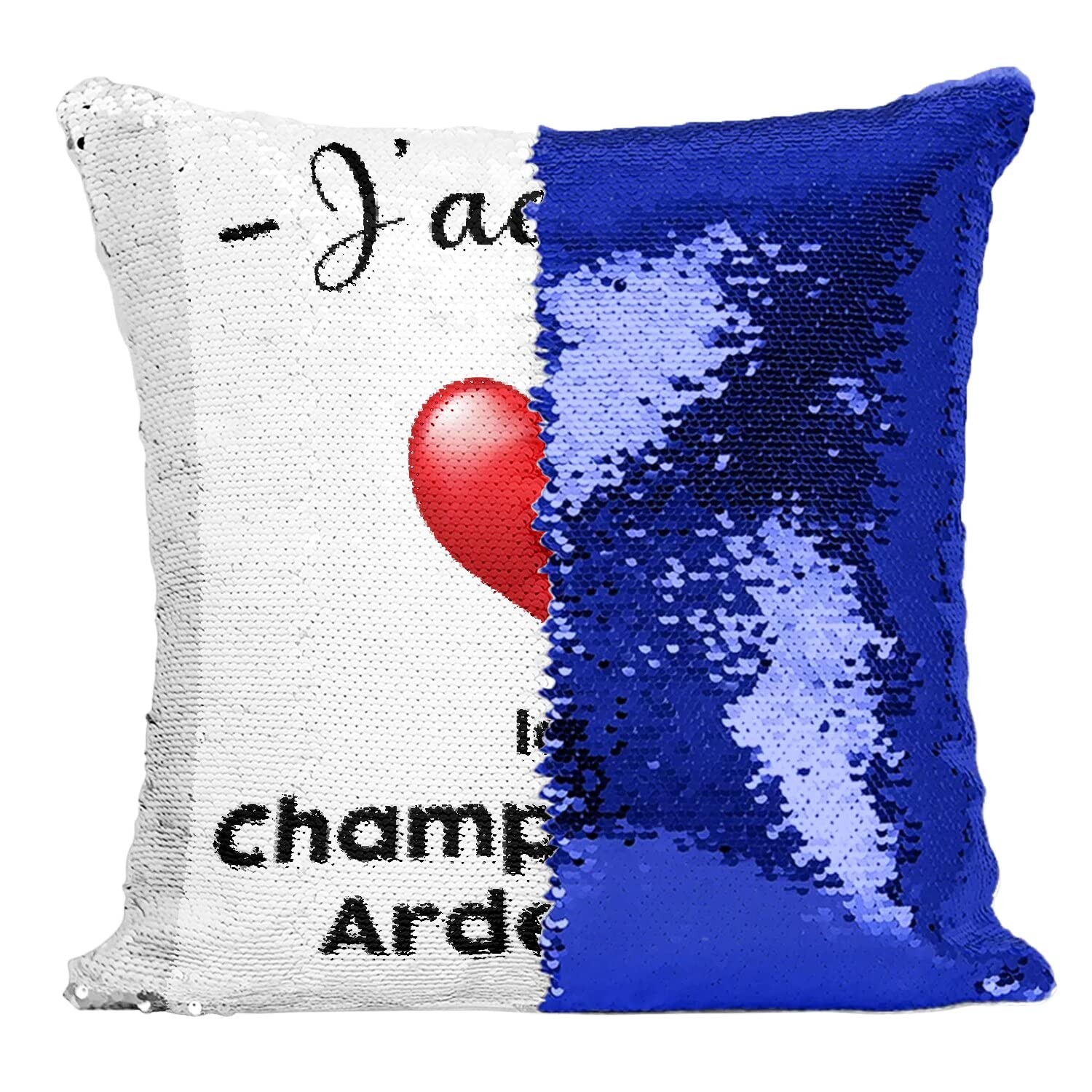 Coussin Sequin J'adore La Champagne Ardenne Bleu Décoration Région