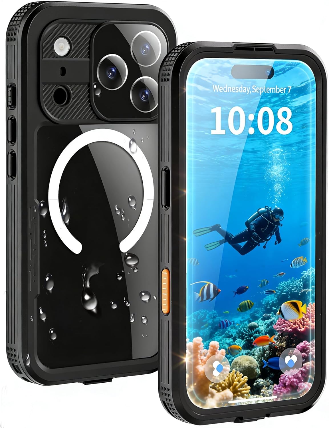 for iPhone 17 Pro Max Case - Compatible with MagSafe - IP68 Waterproof & Dustproof, 10FT Military-Grade Drop Proof - Built-in Screen Protector & Full-Body Rugged Cover, 6.9 Inch - Black