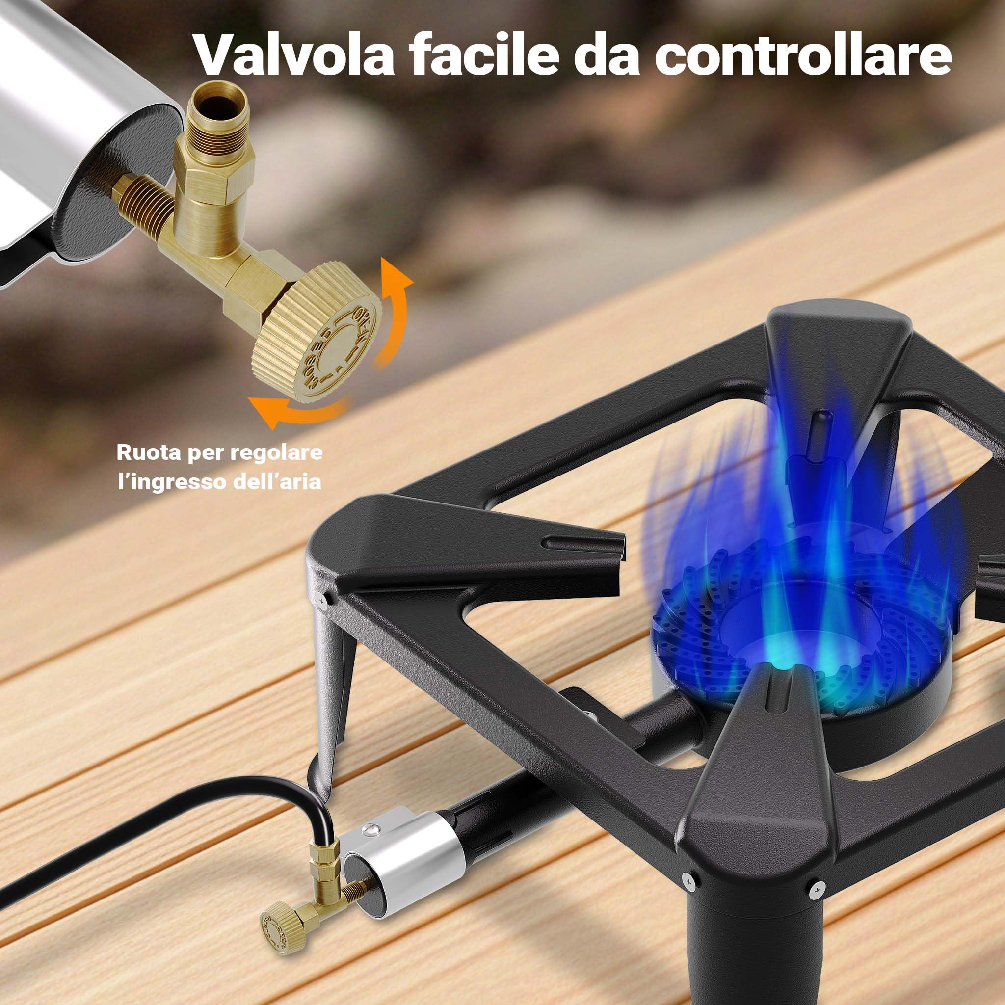 Wiltec Fornello a gas da esterno 450 g/h 7 kw Per campeggio e outdoor Alimentato a gas propano/butano
