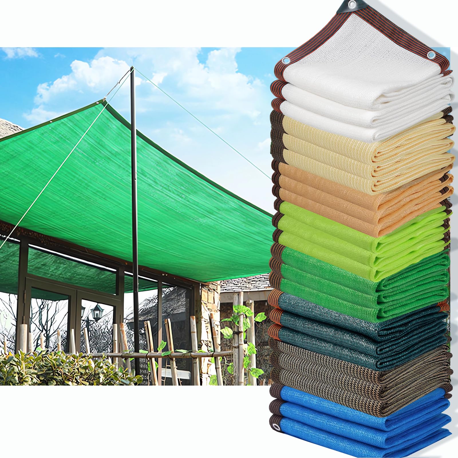 Auvent avec œillets, Filet d'ombrage à taux d'ombrage de 90%, Filet de Protection Solaire, Filet d'ombrage résistant aux UV, Parasol de Jardin(Vert,1m x 10m)