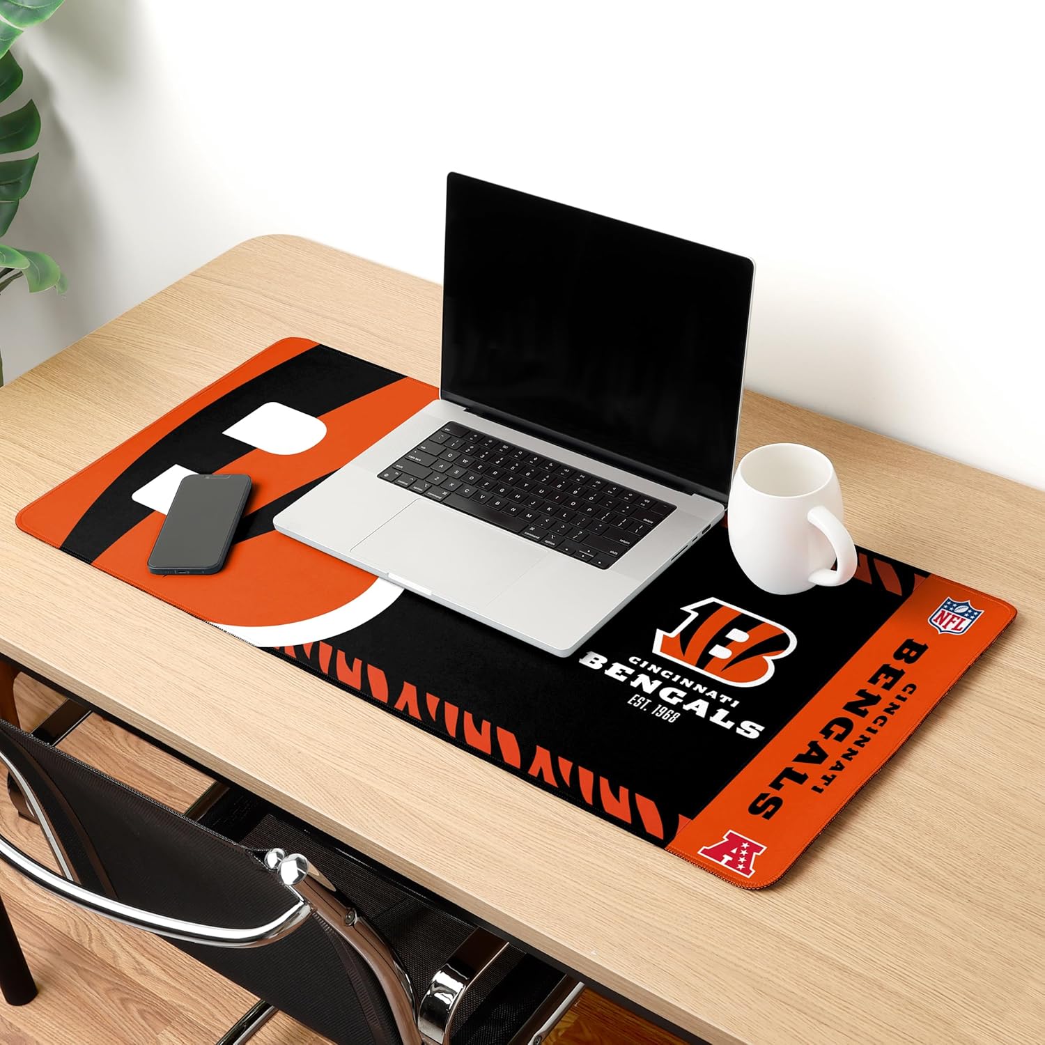FOCO NFL Official Established Primary Logo Wordmark Home Office Desk Pad Mouse Pad Mat 35" x 16" (Cincinnati Bengals) - Image 2