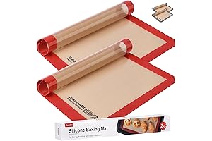 Sopito Reusable Silicone Cooking Mat - Heat Resistant Red 2-Piece Baking Sheet Set