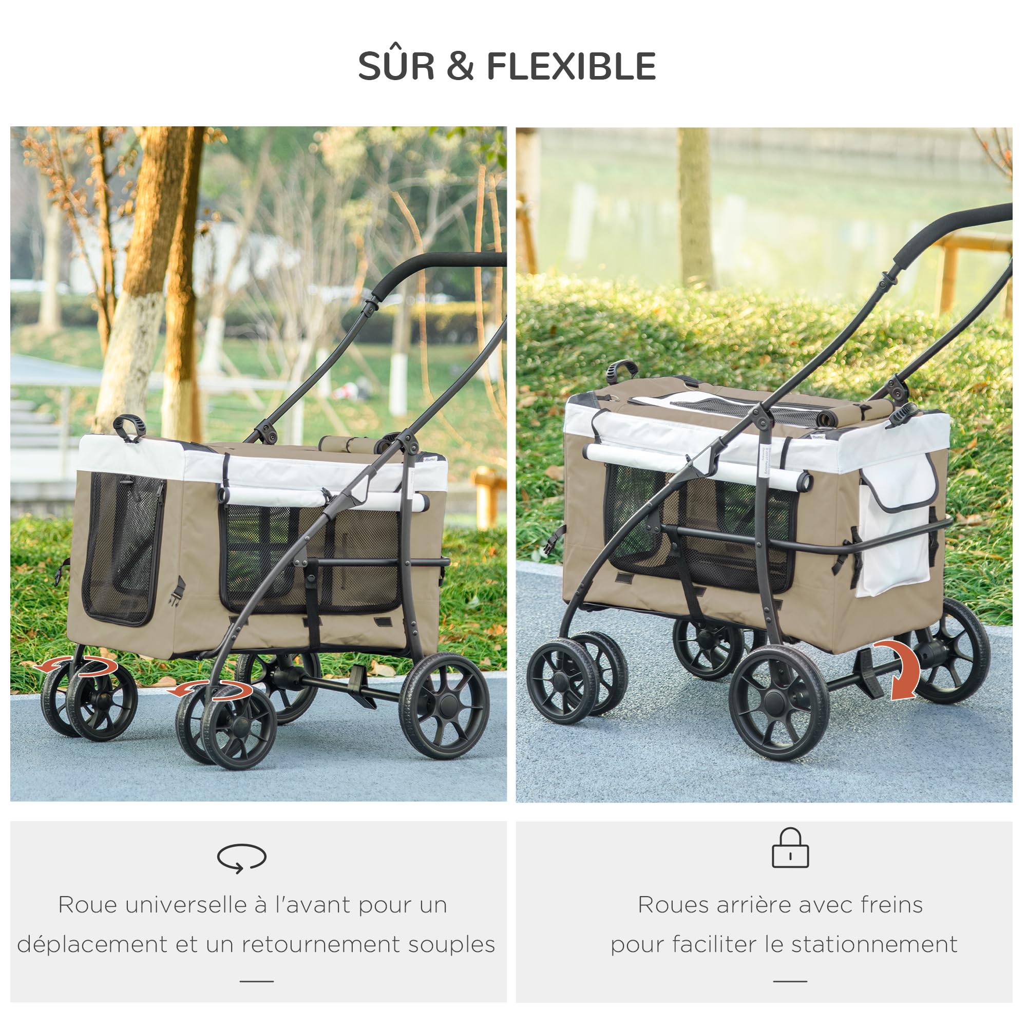 PawHut Dog pram, dog buggy, buggy, dogs, cats, pet, stroller, dogs, buggy, coffee brown