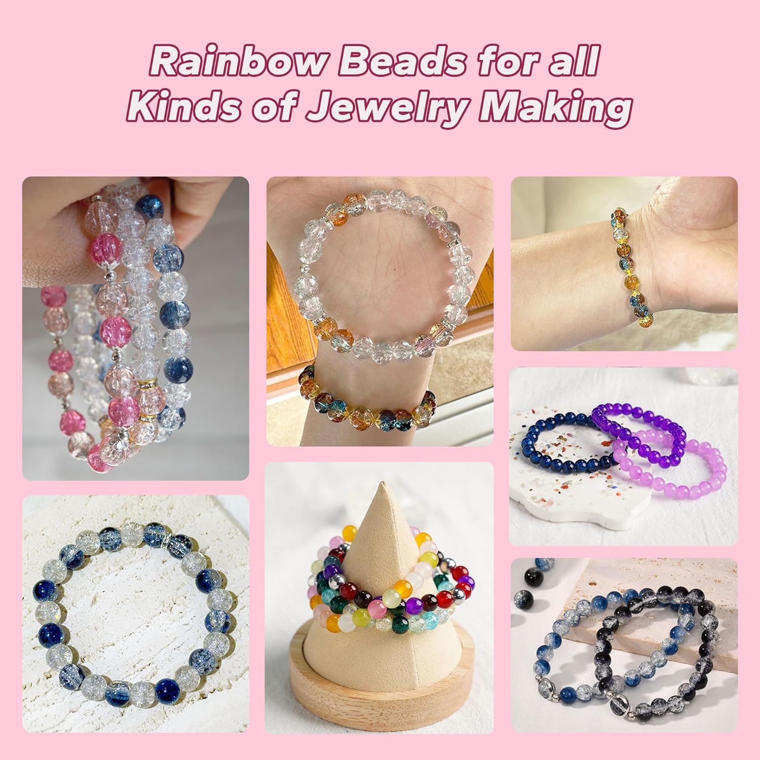 Black Glass Beads Bulk, 8mm Glass Beads for Barcelet and Jewelry Making DIY Crafts (360pcs) - Image 7