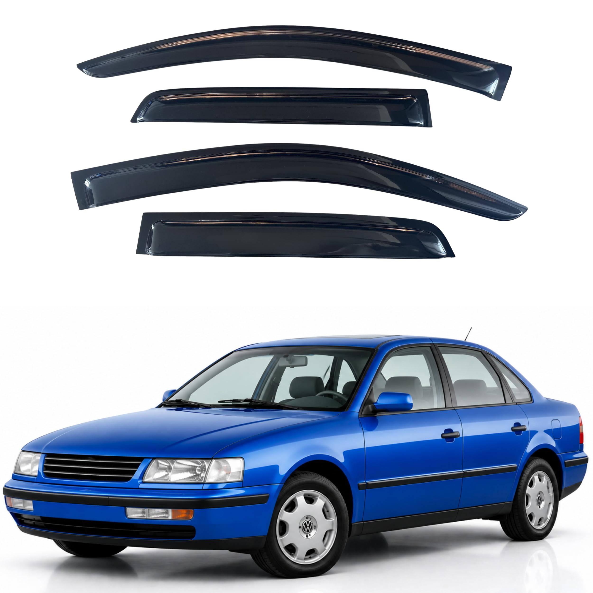 IG Window Visors Fit for 1997-2005 Volkswagen Passat, Out-Channel Rain Guards Vent Wind Deflectors 4PC, Car Accessories for 97-05 VW Passat