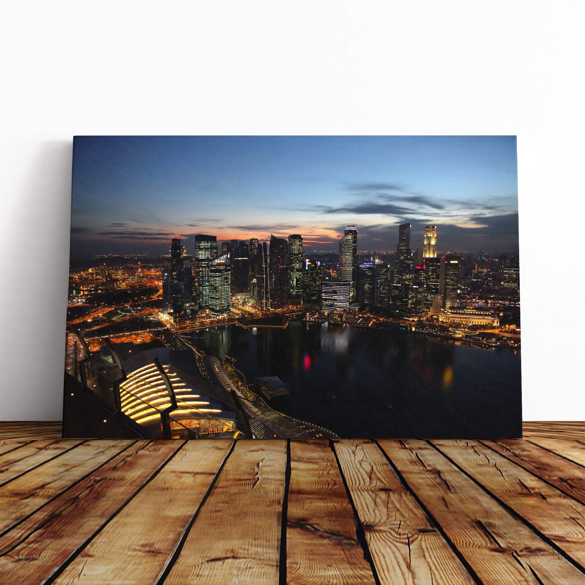Singapore Skyline (2) Canvas Print | Gallery Wrapped 30mm Frame Wall Art | 20x14 inches | Ready to Hang | Modern Cityscape Picture | Living Room Bedroom Lounge Office