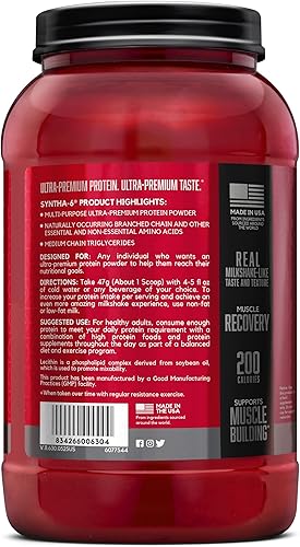Miniatura 69 de BSN SYNTHA-6 - Proteína de suero en polvo con caseína micelar, proteína de leche de chocolate en polvo, Batido de chocolate, 97 porciones
