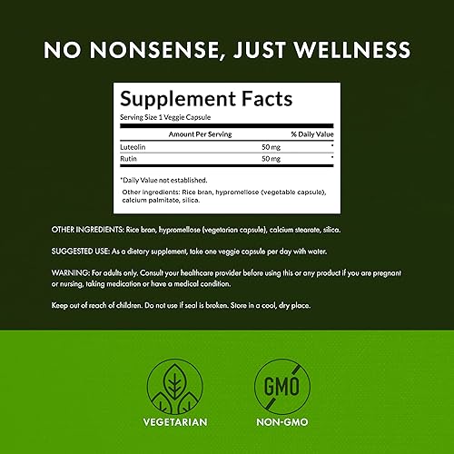 Miniatura 3 de Swanson Complejo de luteolina con rutina, suplemento de apoyo cerebral que promueve la memoria, el estado de ánimo y la salud cognitiva, fórmula
