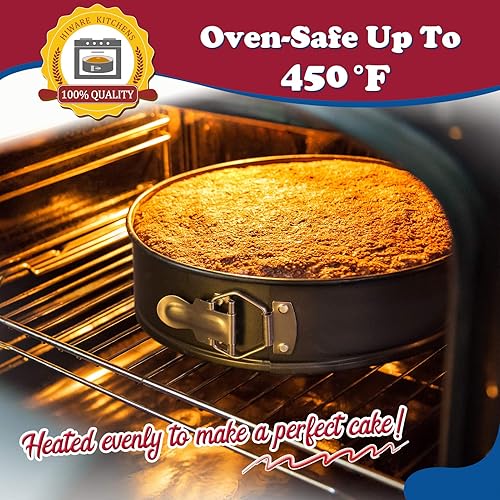Miniatura 3 de Hiware Sartén antiadherente para tarta de queso de 9 pulgadas con fondo extraíble bandeja para pasteles a prueba de fugas con 50 piezas de papel