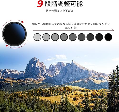 Miniatura 2 de Beschoi Filtro ND variable MRC de 2.165in ND2-ND400, filtro ND ajustable de densidad neutra (0.3 a 2.7, 1 a 9 paradas), vidrio óptico recubierto