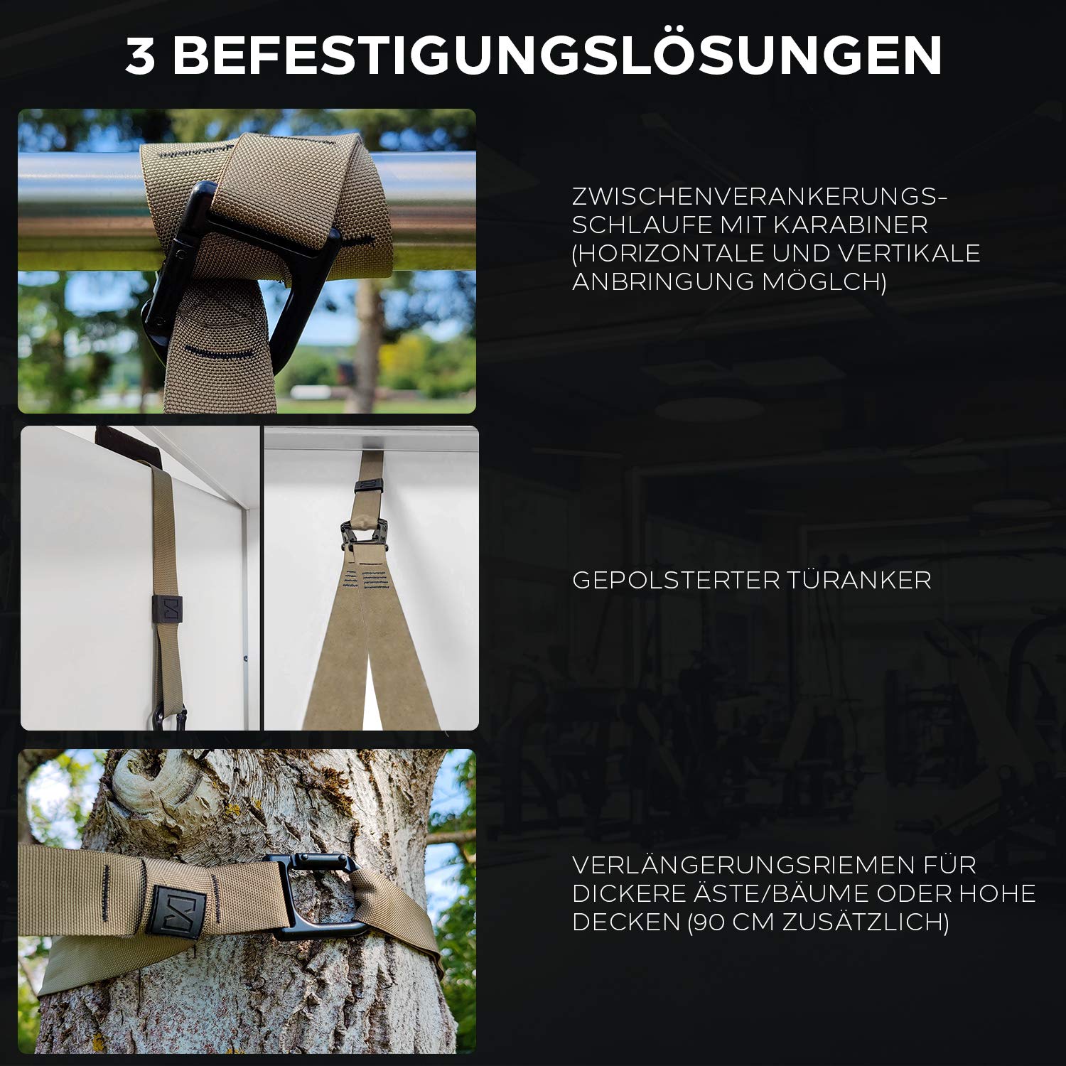 Elite Schlingentrainer-Set mit 3 Befestigungslösungen (inkl. Türanker), Premium Sling Trainer/Suspension Trainer für zuhause und unterwegs