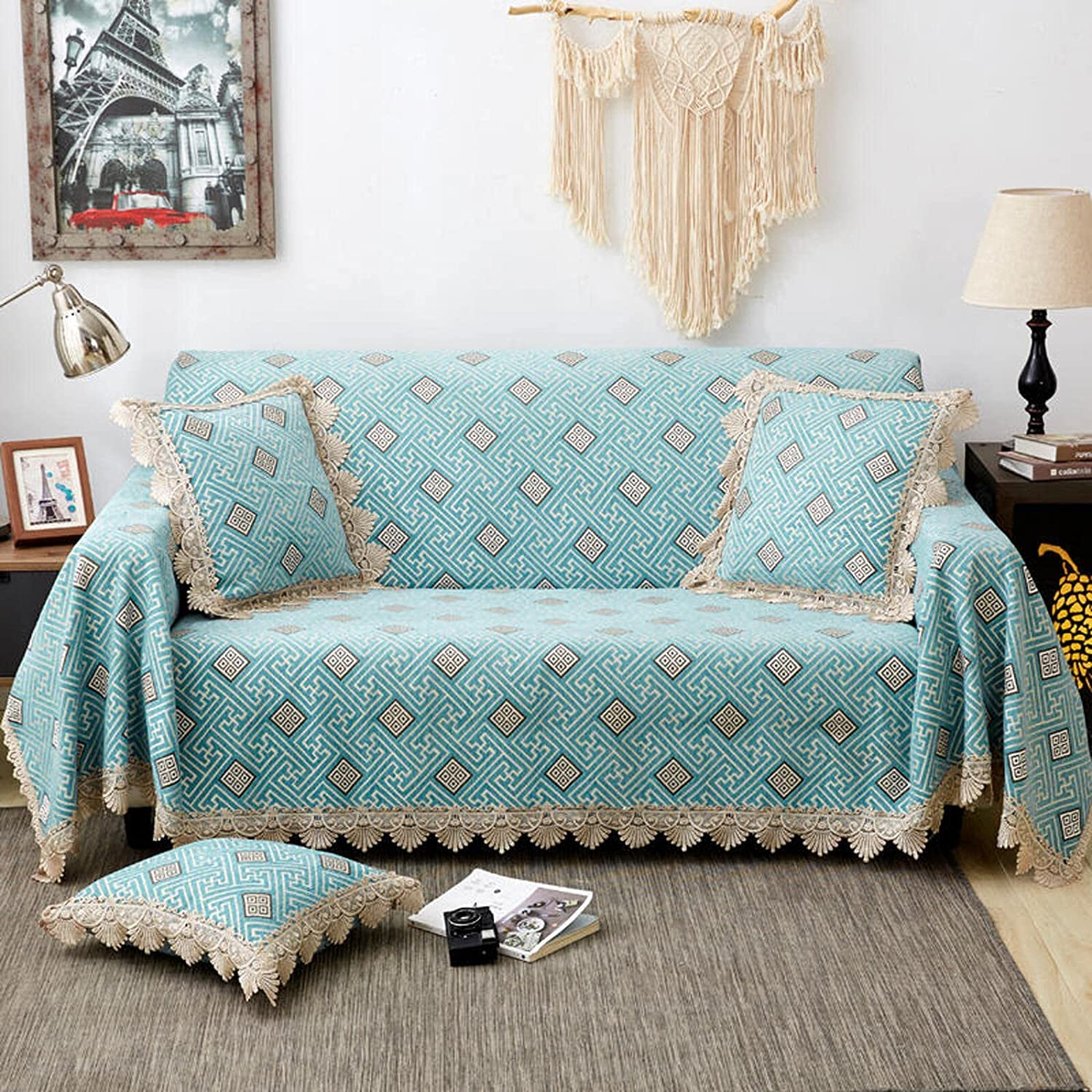 MGEMJMJ Sofa Throw Cover Jacquard Couch Throw Cover Throw Blanket Decorative Couch Furniture Pet Protector Throws Multi-size(Size:180x180cm(71x71inch),Color:A)