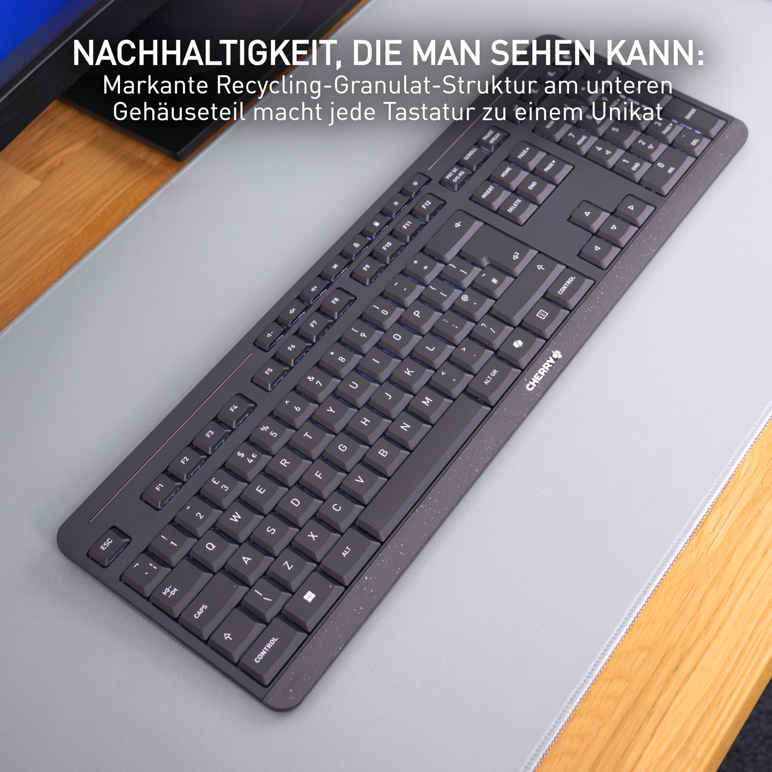 CHERRY Stream Keyboard Ultimate, Kabellose Multi-Device-Tastatur für bis zu 4 Geräte, US-Layout (QWERTY), Bluetooth, 2,4 GHz & Kabel, Beleuchtet, Schwarz