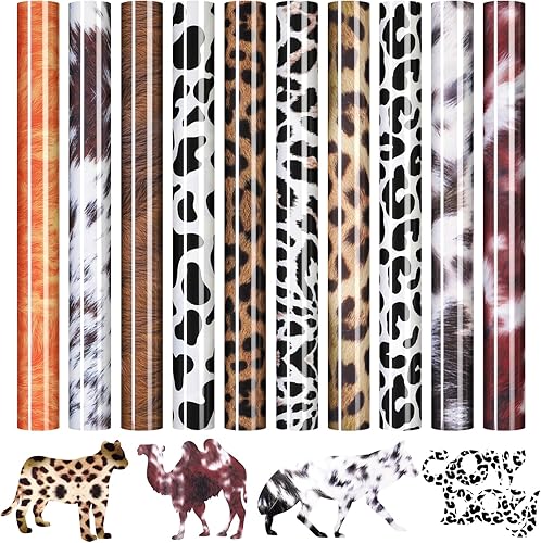 HTVRONT Vinilo de transferencia de calor de leopardo HTV – 11 paquetes de vinilo para planchar con guepardo, fácil de cortar y desmalezar patrón HTV