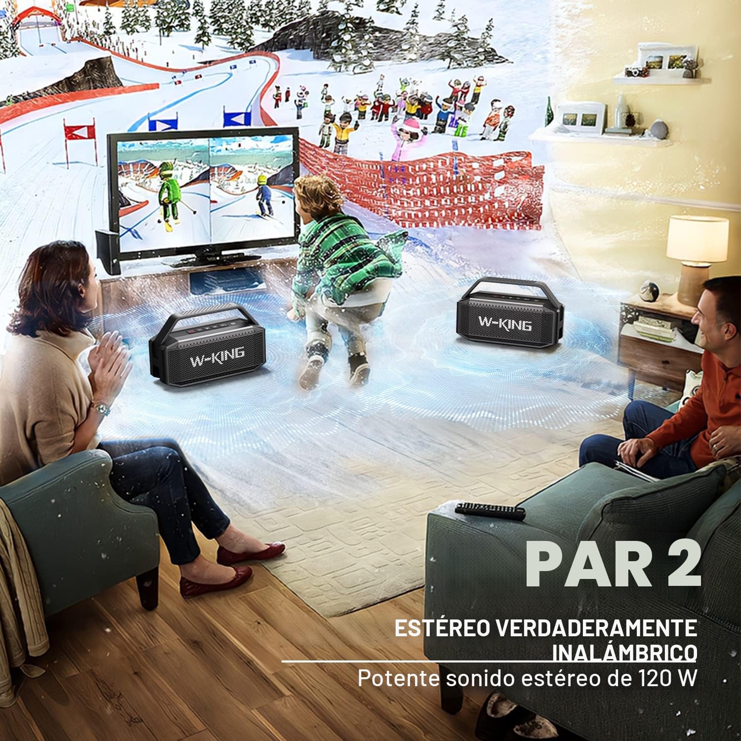 W-KING 100W MAX 60W RMS Altavoz Bluetooth Potente, Bajo Profundo, 40h de Reproducción, Portátil Exterior Impermeable Speaker Bluetooth con Manos Libres, AUX, Banco de energía, EQ, NFC, Tarjeta TF