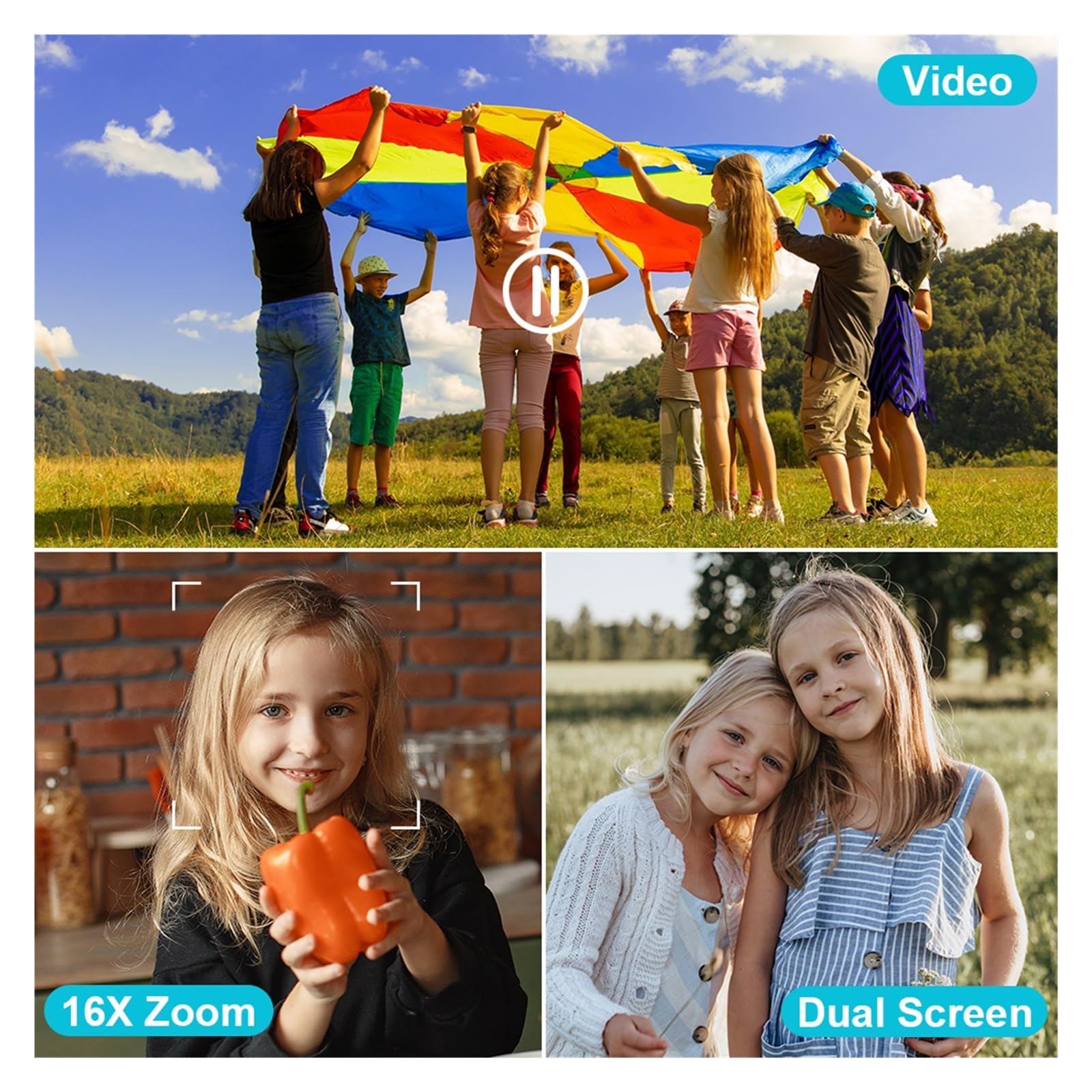 Kamera wideo 48MP Mini Aparaty Cyfrowe Dla Dzieci Do Fotografii Retro Vintage Dziecięcy Kompaktowy Rejestrator Wideo 3M Wodoodporne Kamery Zewnętrzne(No TF Card,Red)