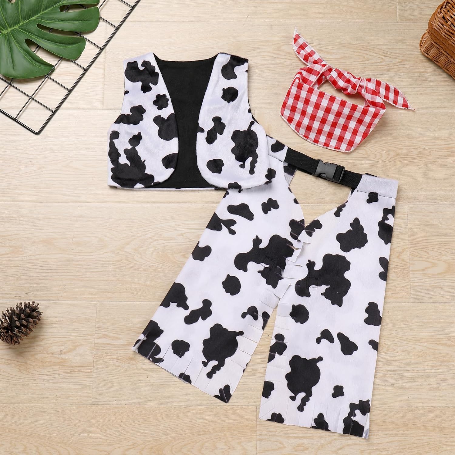 IBTOM CASTLE Baby Halloween Cowboy Costume Cowboy or Cowgirl Vest + Hat + Plaid Bandana Toddler 3Pcs Fancy Dress Up Outfit