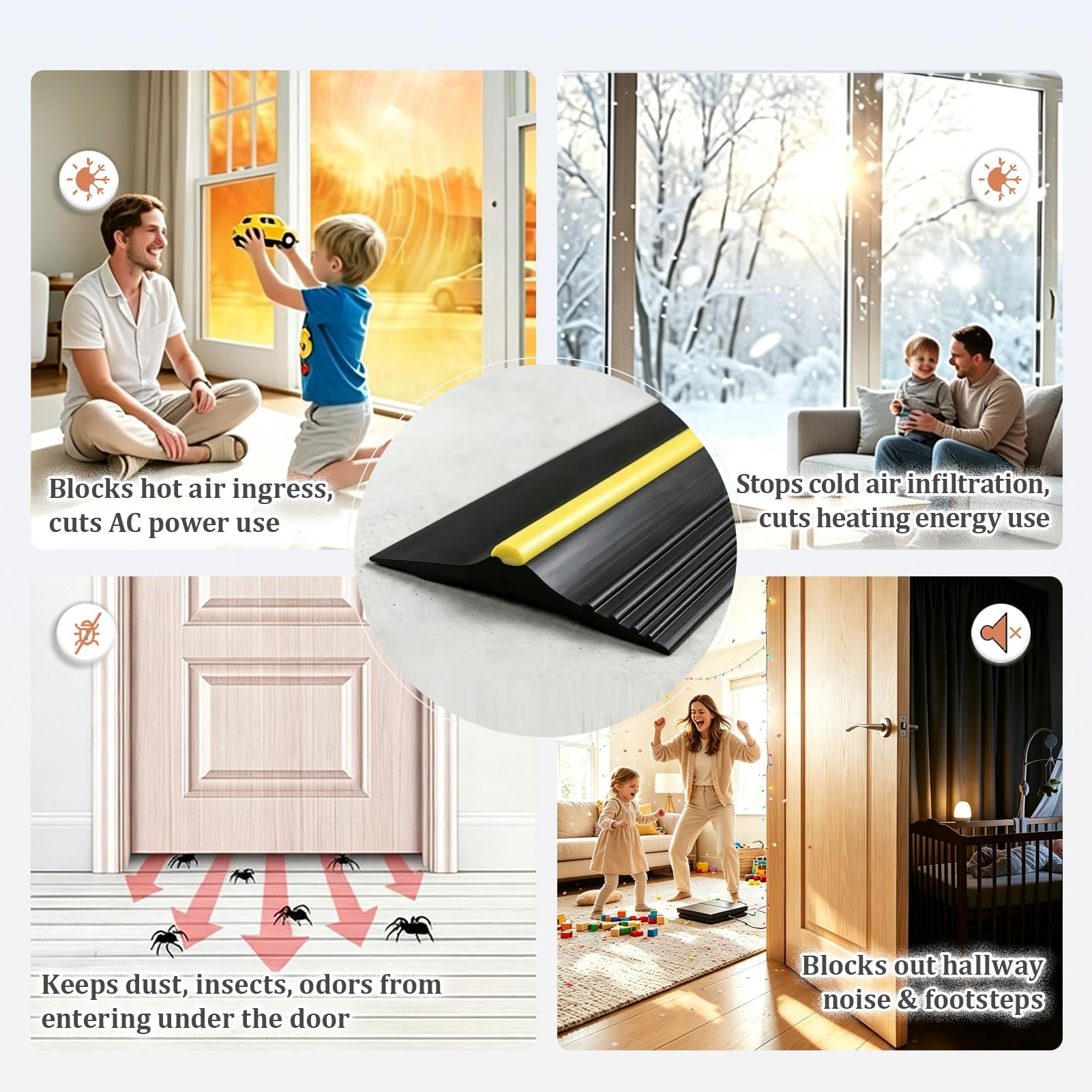 UrbanUp Paraspifferi Sottoporta Paraspifferi Flessibile Antiscivolo per Porte, Base Impermeabile