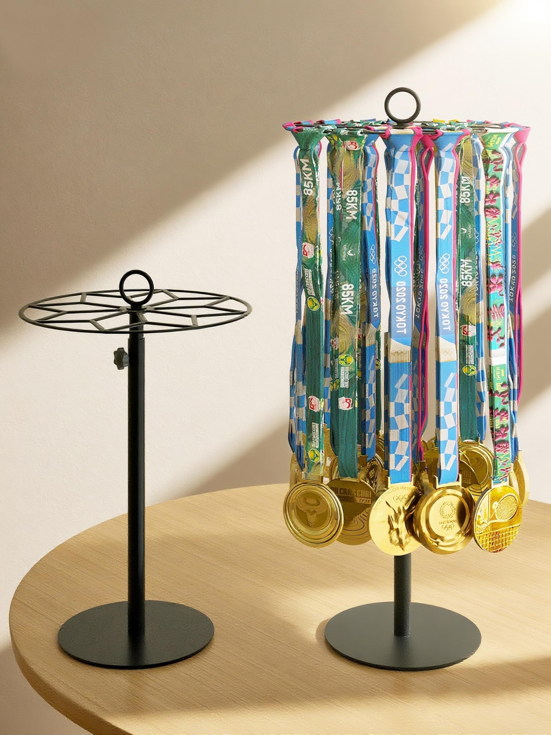 Rotatable Medal Hanger Display – Adjustable Medal Honor Display – Desktop Metal Medal Holder for Running, Sports, Taekwondo, Awards – Ribbon-Safe Hook, 40+ Medals