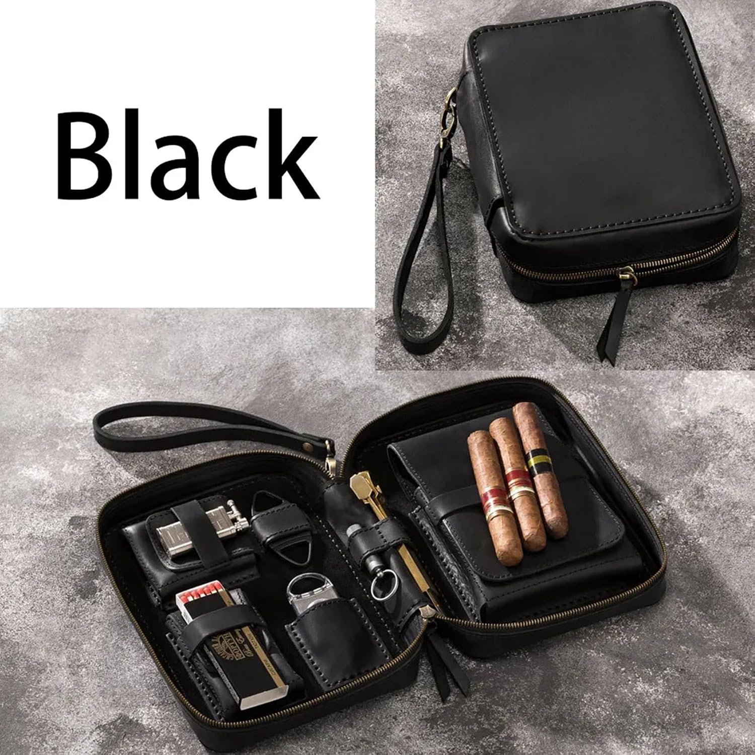 Custom Leather Cigar Case with Cigar Cutter Personalized Portable Travel Cigar Box Cigar Accessories Men's Gift for Father's Day Christmas Birthday