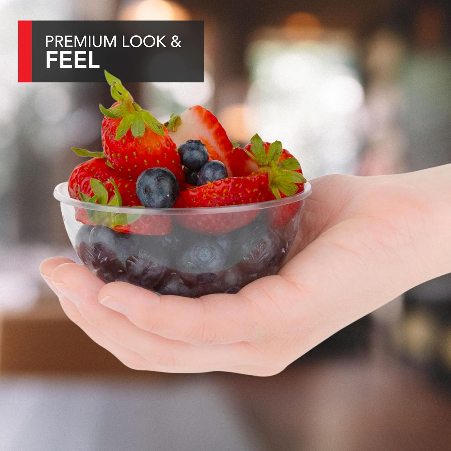 Stock Your Home 50 Count Elegant Plastic Bowls with Floral Design - 6oz Clear Single Serving Dessert Bowls for Catering