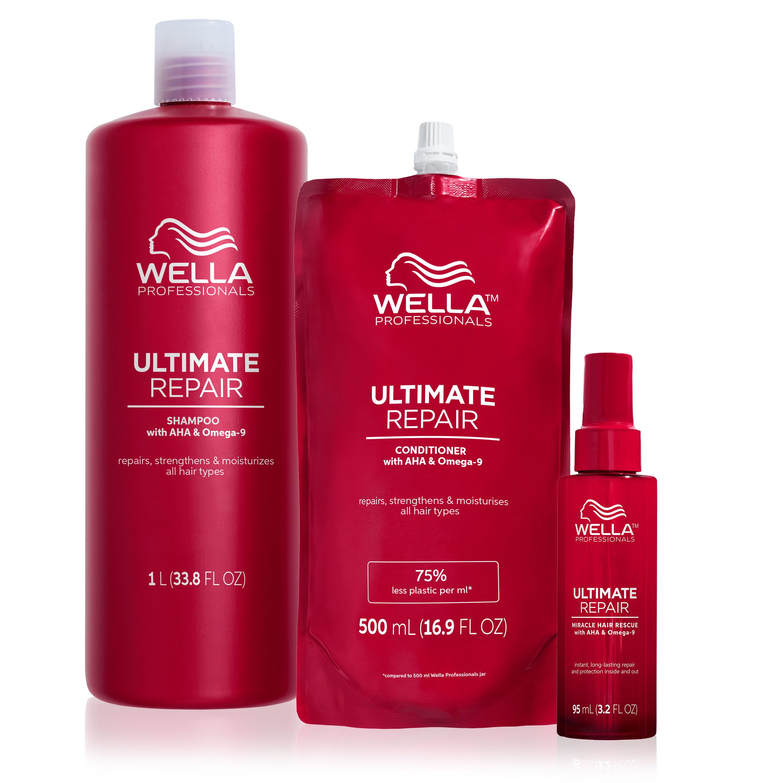 Wella Professionals Ultimate Repair Shampoo zur Tiefenreinigung – reparierendes Shampoo mit Metal-Purifier-Technologie gegen Schadstoffe – Feuchtigkeitsshampoo mit luxuriösem Duft – 1 L
