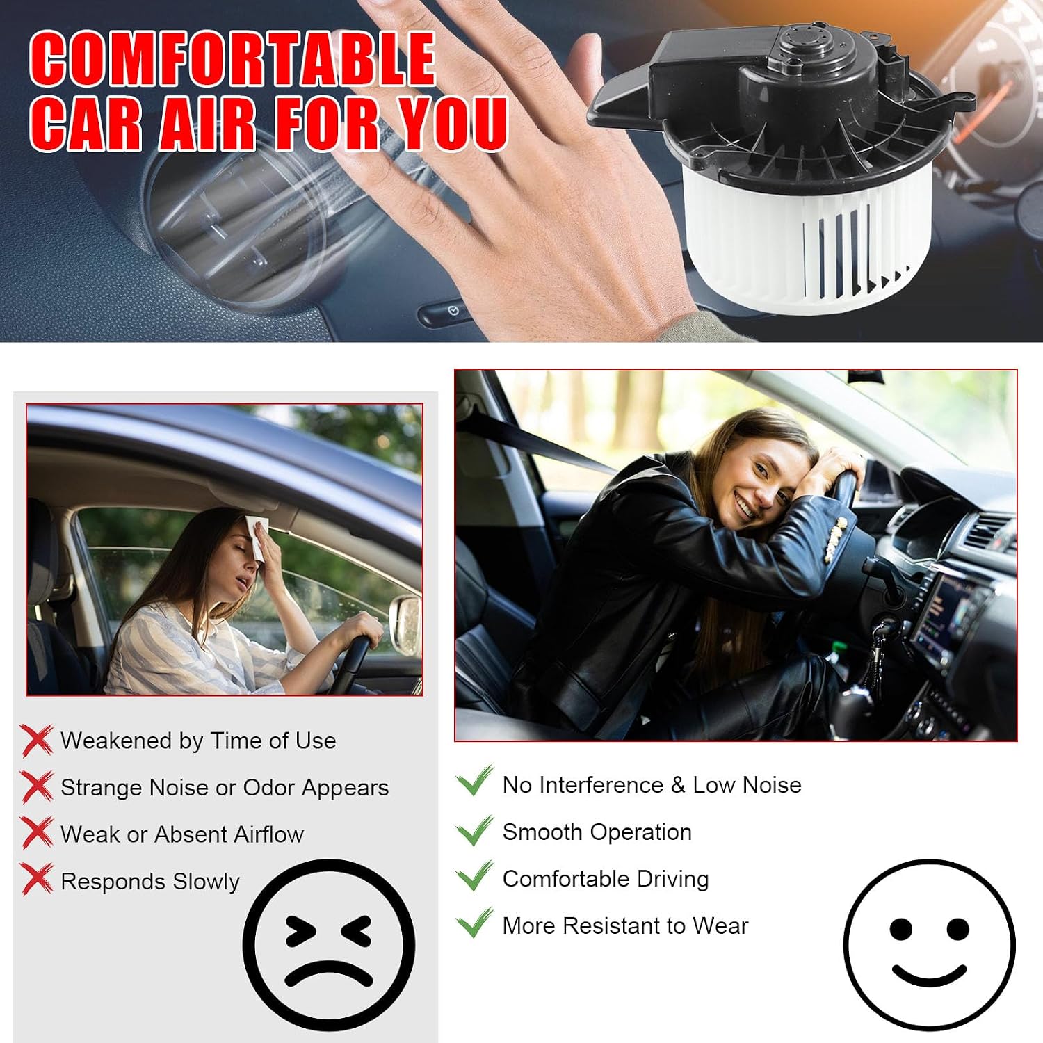 AC Blower Motor Fan Compatible with Jeep Grand Cherokee 2011-2019, for Dodge Grand Caravan 2008-2020, for Chrysler Town and Country 2008-2016 Replace 700216, 68029719AB