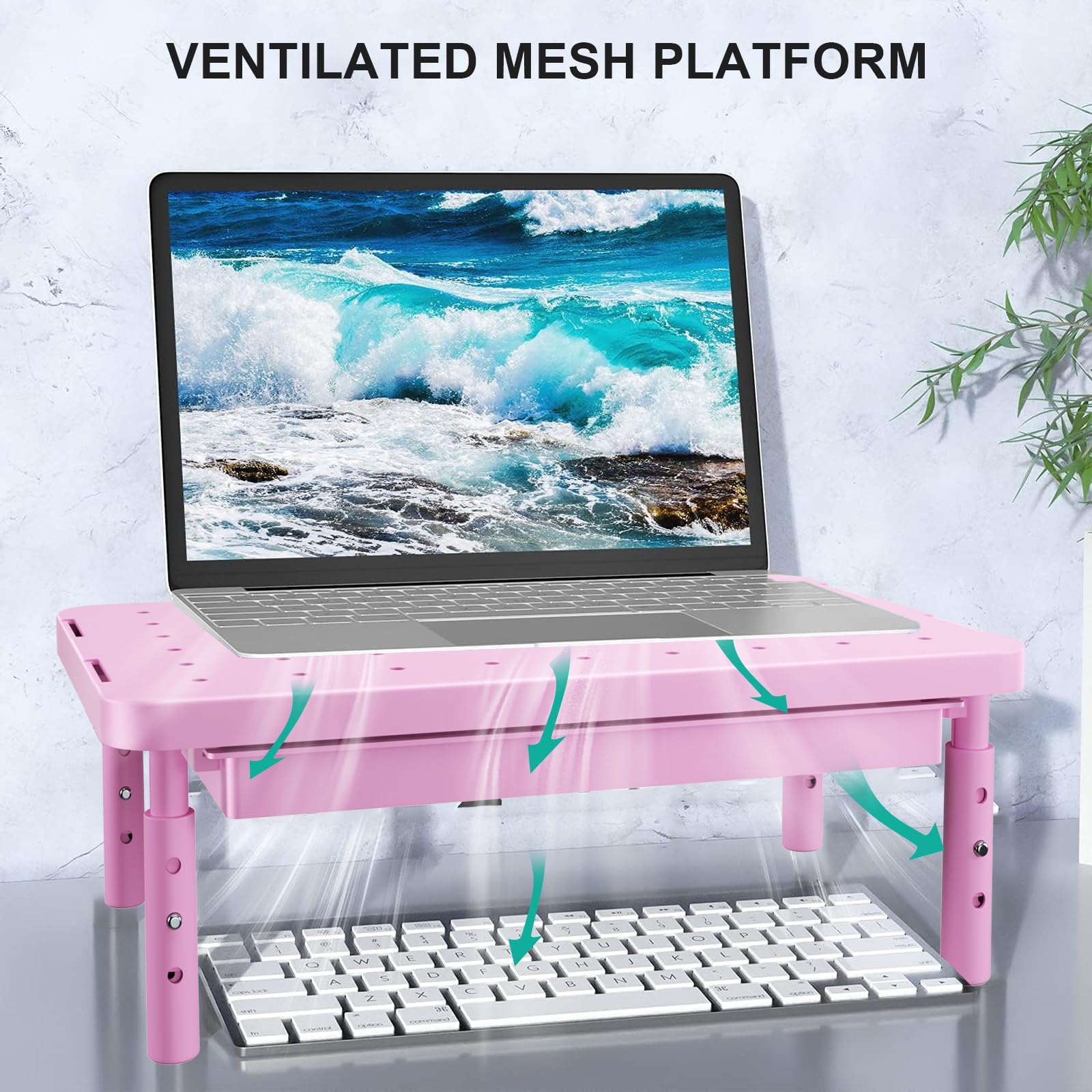 WALI Computer Monitor Stand with Storage, Monitor Riser 3 Height Adjustable view 4