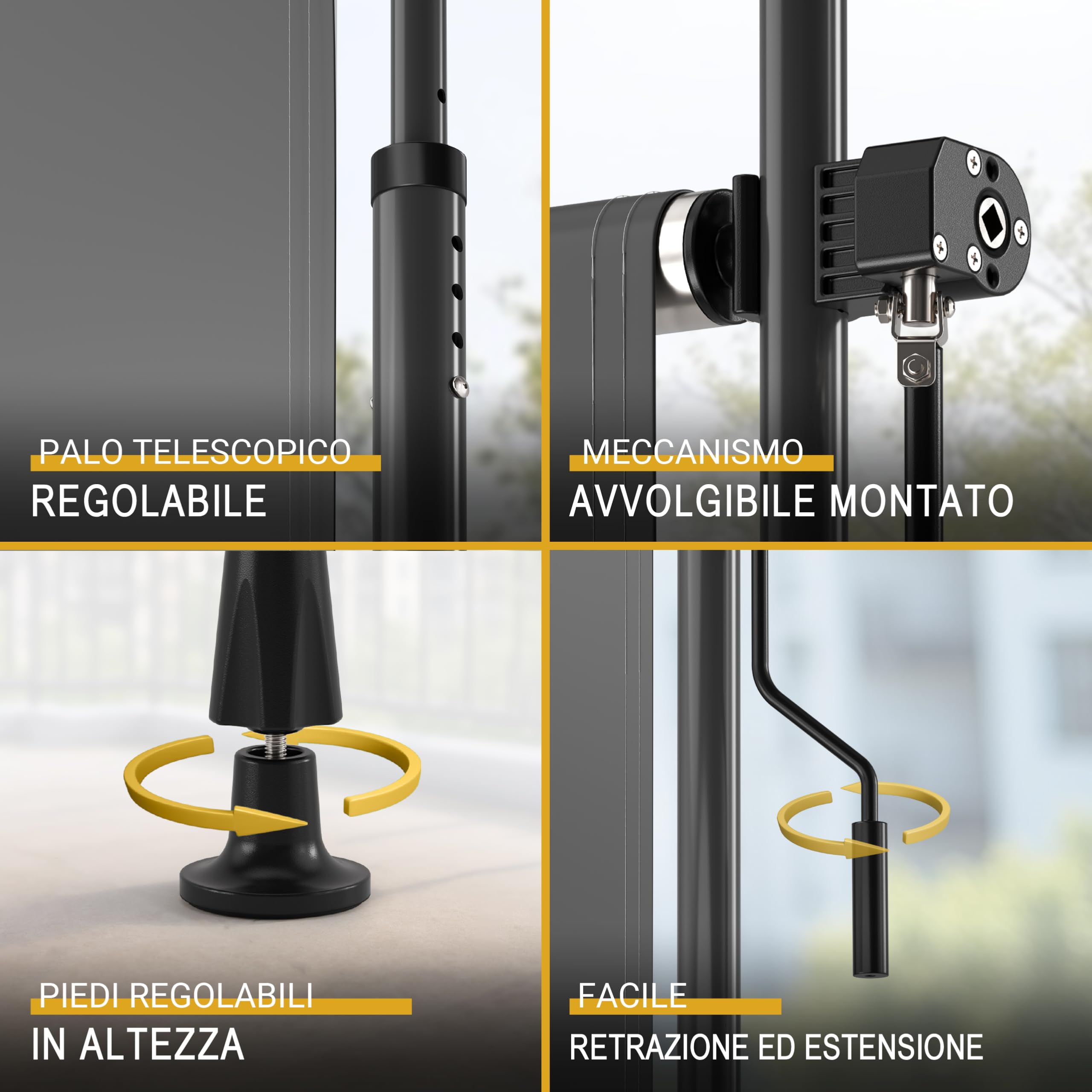 Sol Royal tenda da sole a morsetto verticale per esterni balconi senza | 200x310cm antracite con manovella privacy e protezione solare per forare caduta balcone KM5