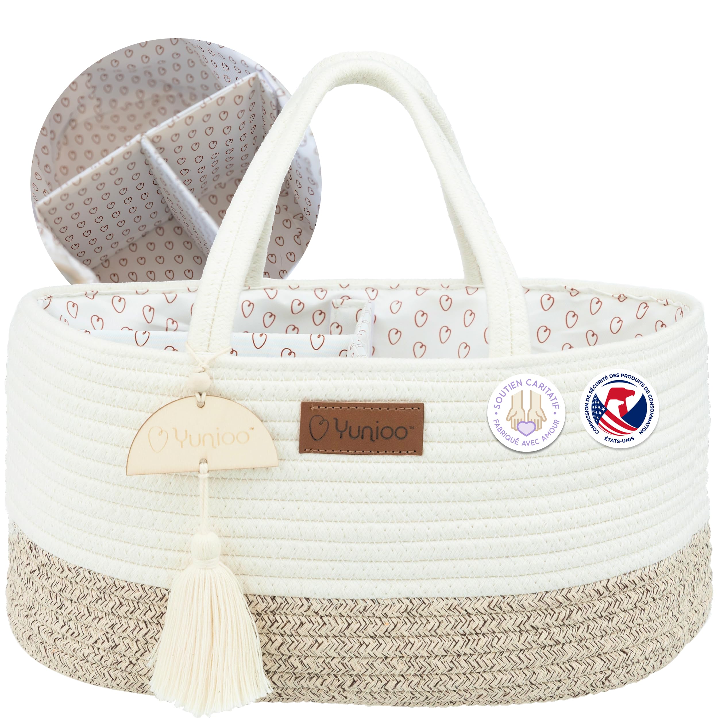 Yunioo Organisateur de panier à couches pour Bébé│Organisateur de table à langer pour chambre d'enfant│Sac à langer│Panier de rangement pour couches│Organisateur de jouets│Panier à langer