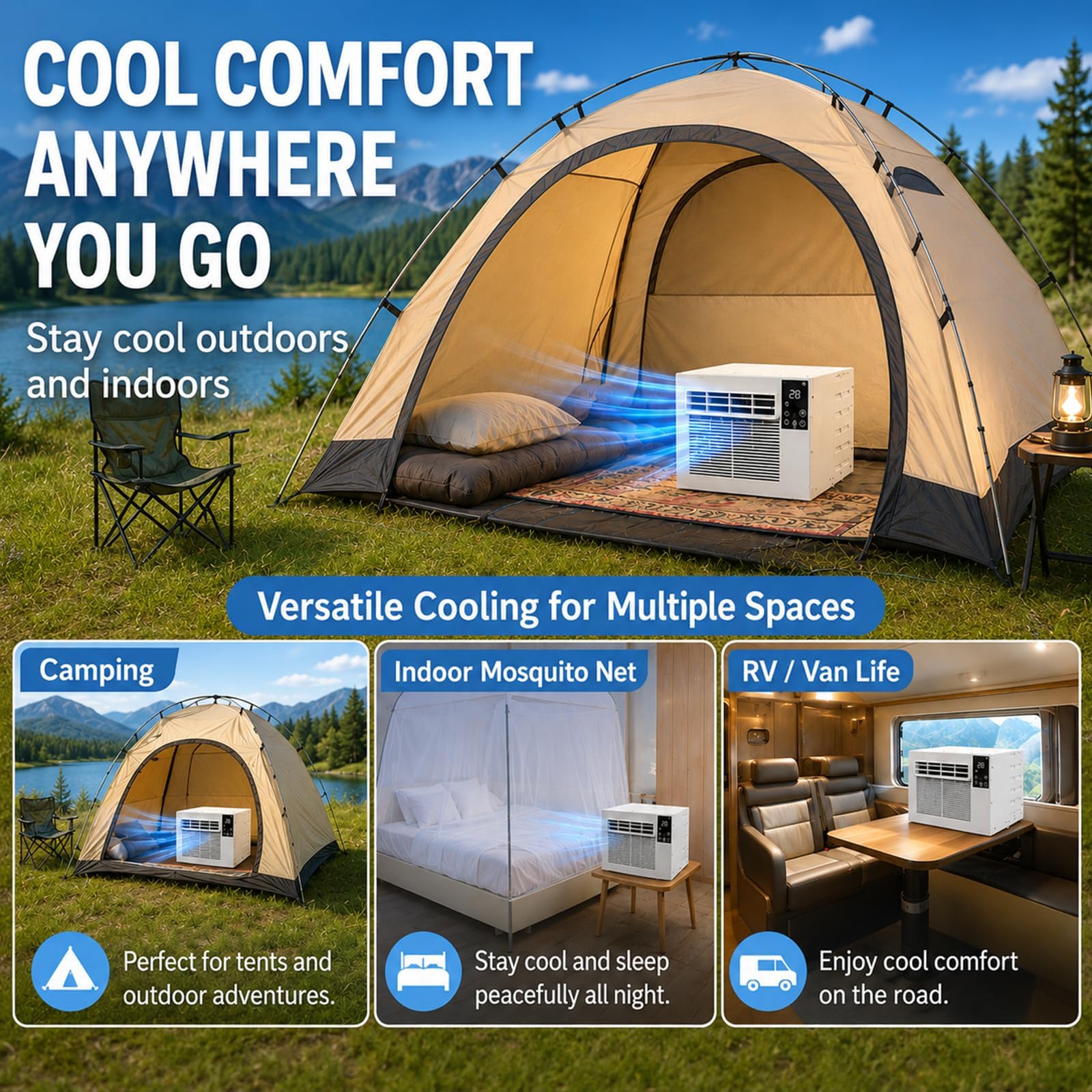 Aire Acondicionado Portátil, Unidad De Aire Acondicionado Pequeña De 1876 Btu Con Control Remoto, Modo Dual De Refrigeración Y Deshumidificación, Temporizador De 24 Horas, 280 W De Baja Potencia