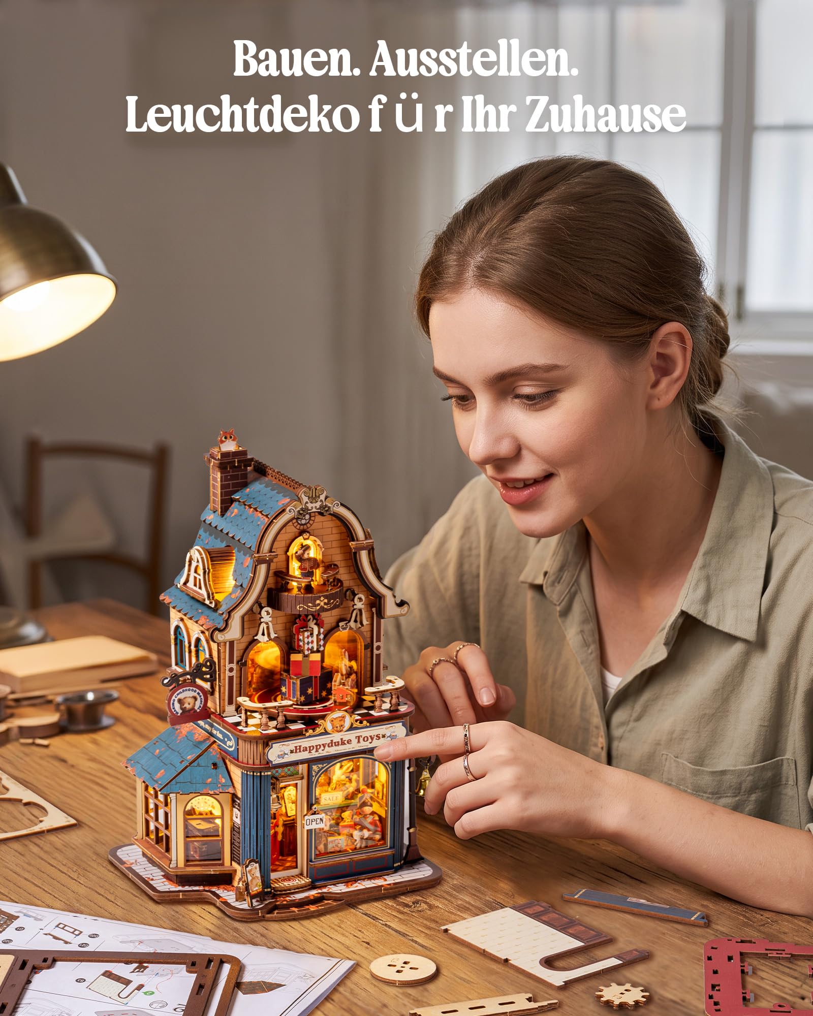 ROBOTIME 3D Holzpuzzle Spielzeugladen mit Licht und Bewegung, EAM01