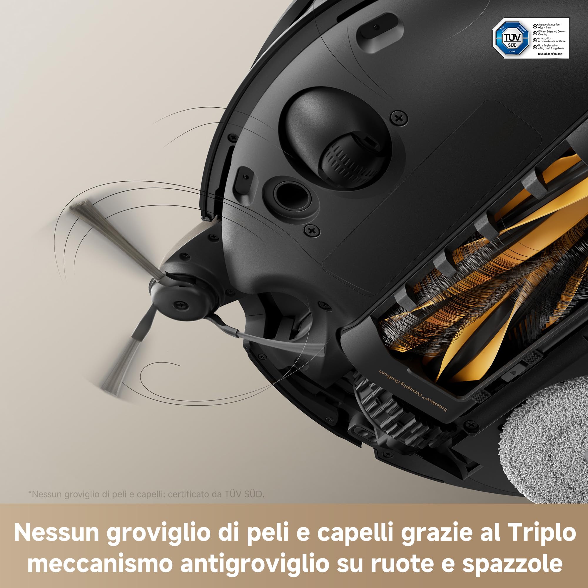 Mova V50 Ultra Complete Robot Aspirapolvere e Lavapavimenti, Potenza di Aspirazione da 24.000 Pa, con Svuotamento Automatico, Lavaggio Termico con Sistema Aoppia Soluzione, Sistema StepMaster, Nero