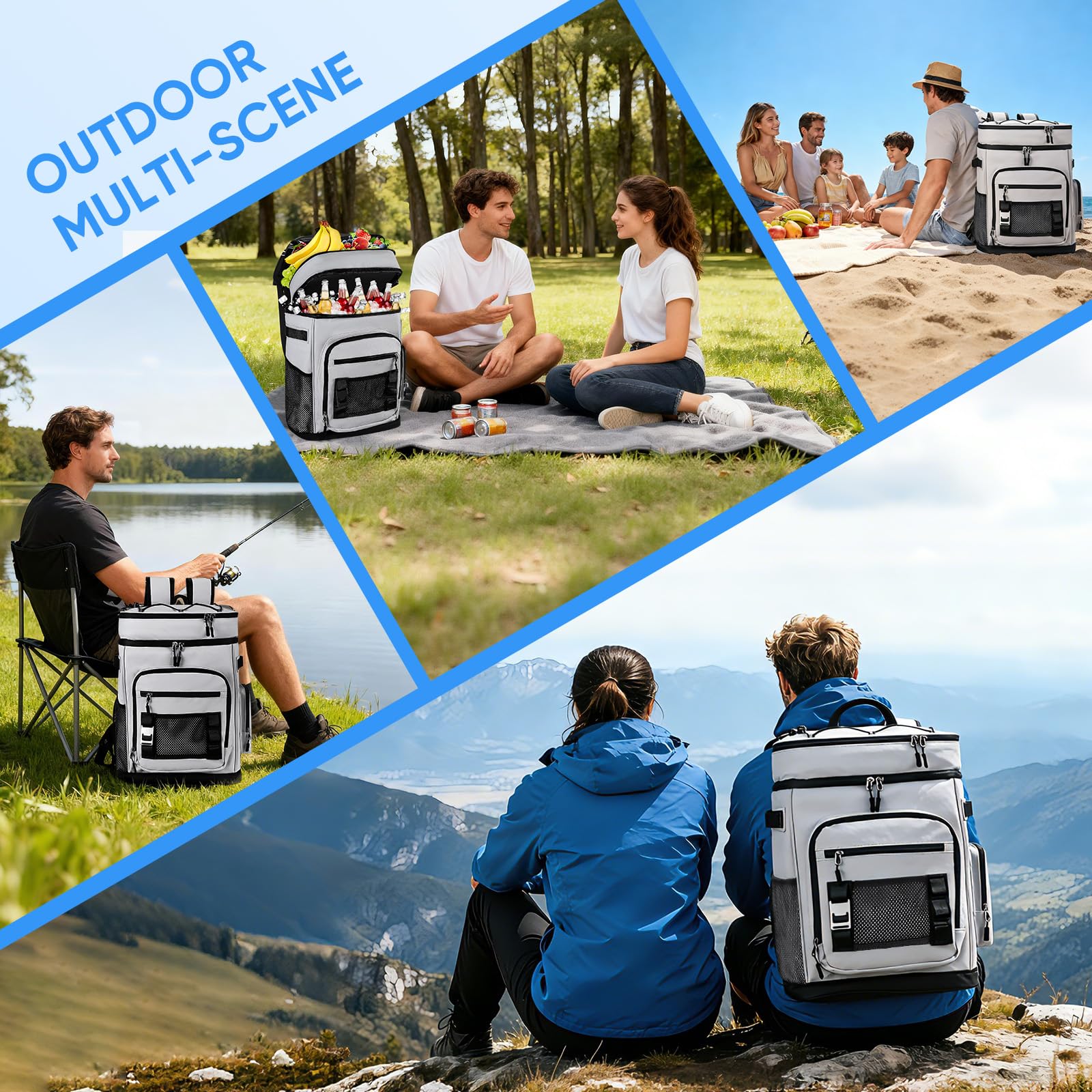 Zaino refrigerante grande da 30 l, con scomparto frigorifero, grande zaino termico, impermeabile, isolato, borsa da picnic a prova di perdite, pieghevole, borsa frigo portatile per barbecue, picnic