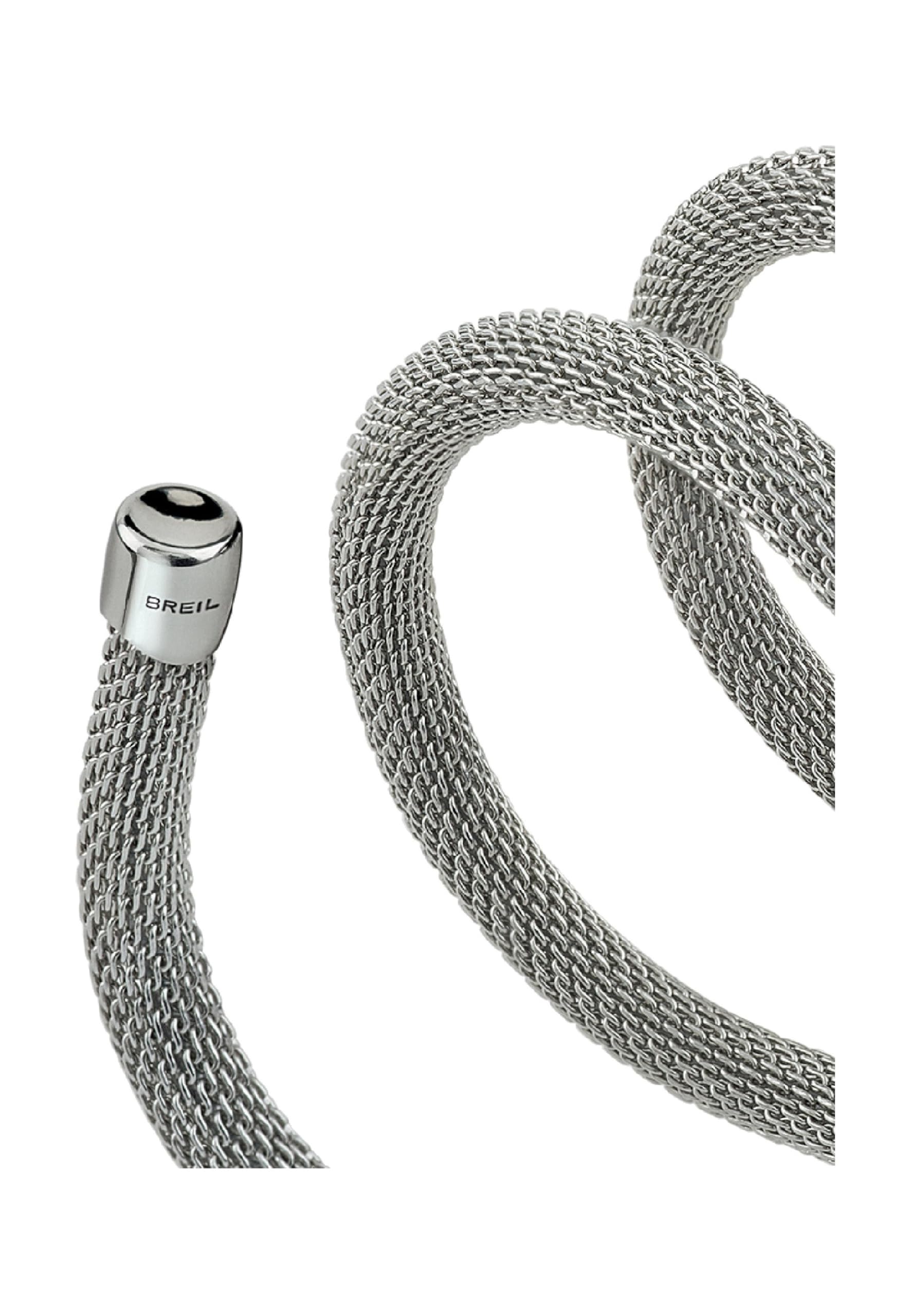 Breil, New Snake Collection, Damenschmuck aus Edelstahl, Armband-Halskette, Leicht, Zart und Verformbar, Vielseitig Tragbar, Länge 80 cm, Silber