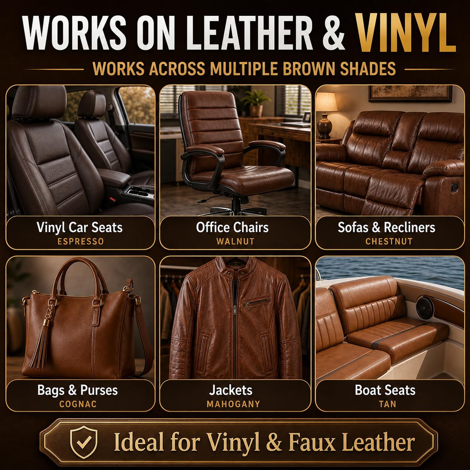 ARCSSAL Brown Leather & Vinyl Repair Kit with 10-Color Matching, DIY Couch & Car Seat Repair, Restore Scratches Tears & Cracks on Genuine Faux Bonded Leather Sofa Furniture