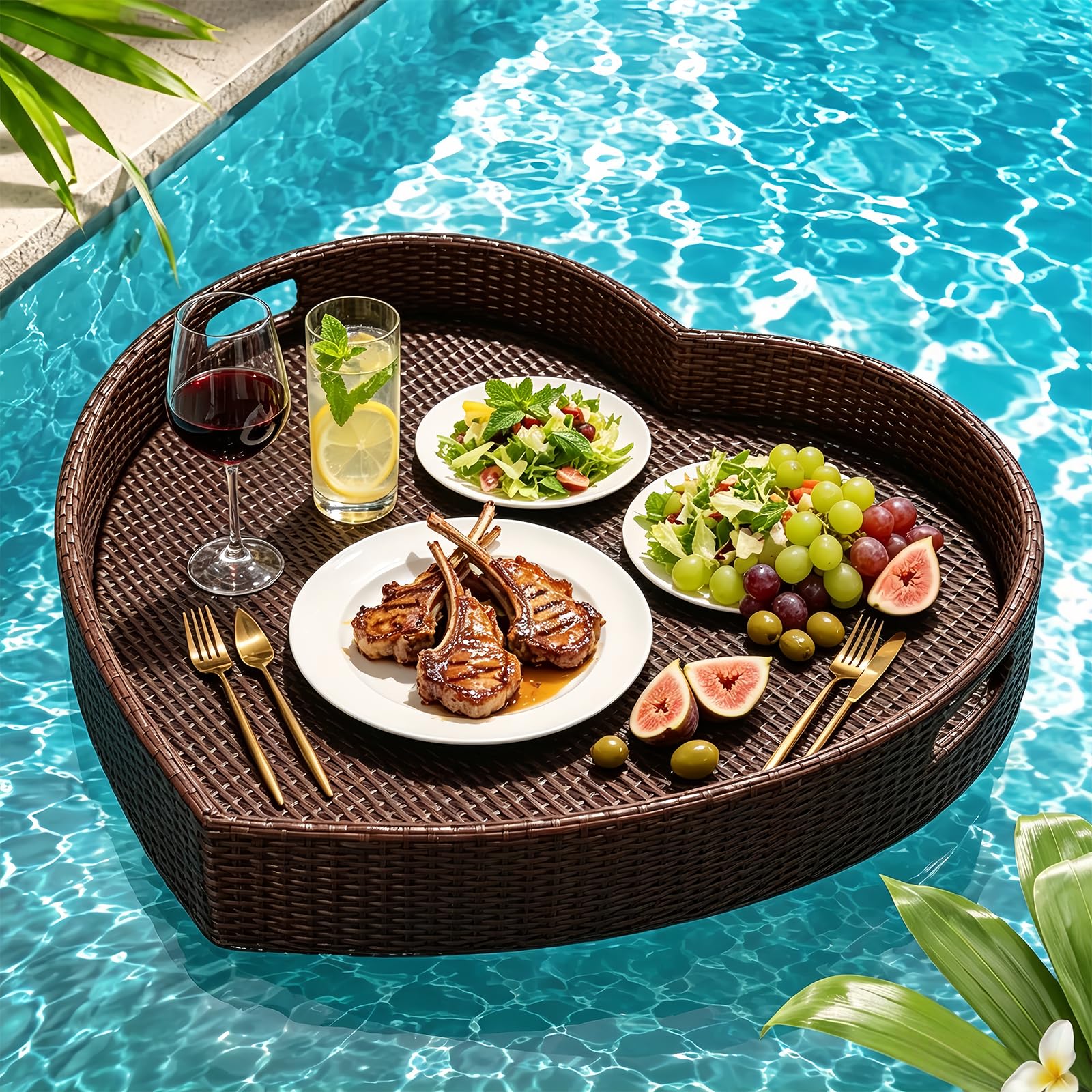 Plateau Flottant Stable de Piscine pour Fêtes d'Été Coffee
