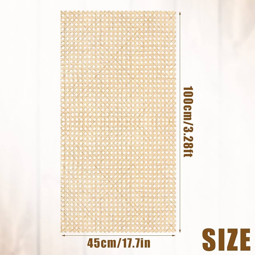 Natural Rattan Webbing Cane Rattan Webbing Mesh Roll For Furniture Chair Cabinet Ceiling Widths 35/40/45/50/60CM Woven Open Rattan Mesh 1 Roll Caning Material (Size : 0.35m X 1m