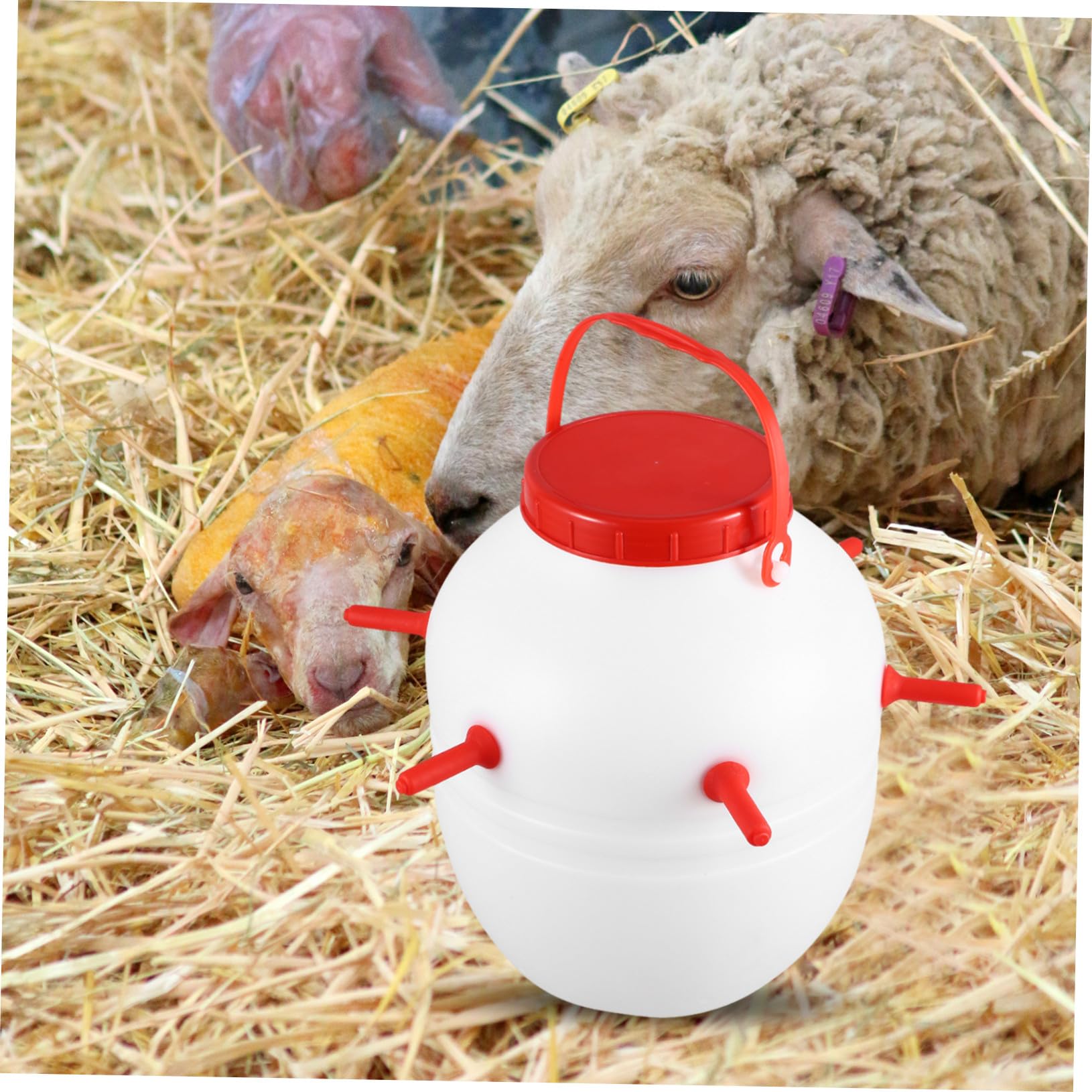 Biberón de Silicona para Corderos y Terneros Botella de Alimentación Gruesa y Resistente Capacidad con Tetinas para Ovejas Cerdos y Perros Material