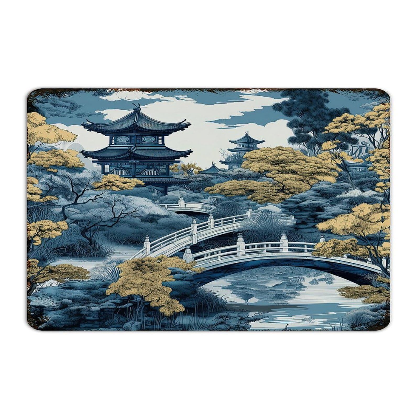 Chinoiserie panneau en métal décoratif pour maison motif pagode