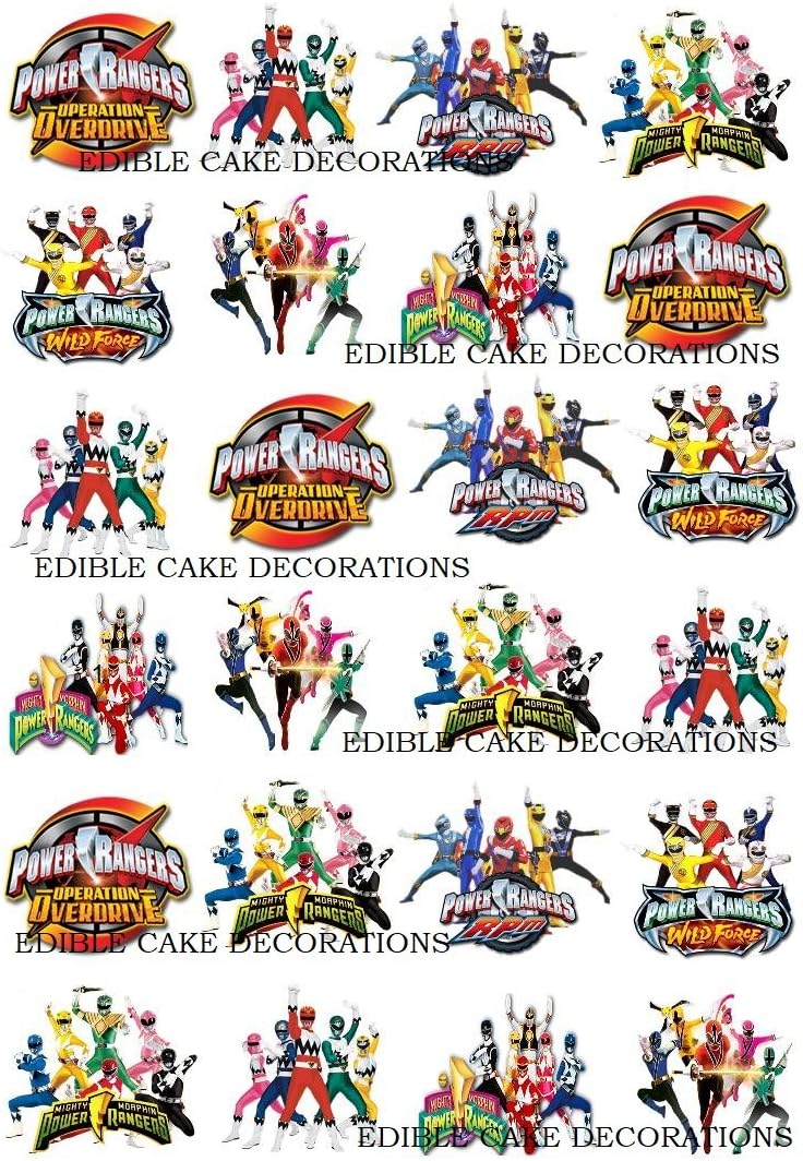 24 Decorations Power Rangers En Papier Comestible Pour Cupcakes Et Gateaux Amazon Fr Cuisine Et Maison