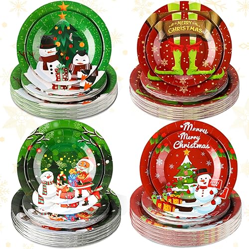 Uiifan 120 platos de papel de Navidad, platos de fiesta de Navidad de 7 y 9 pulgadas, platos de postre de Navidad a granel, juego de platos de papel disponible en Yaxa Colombia