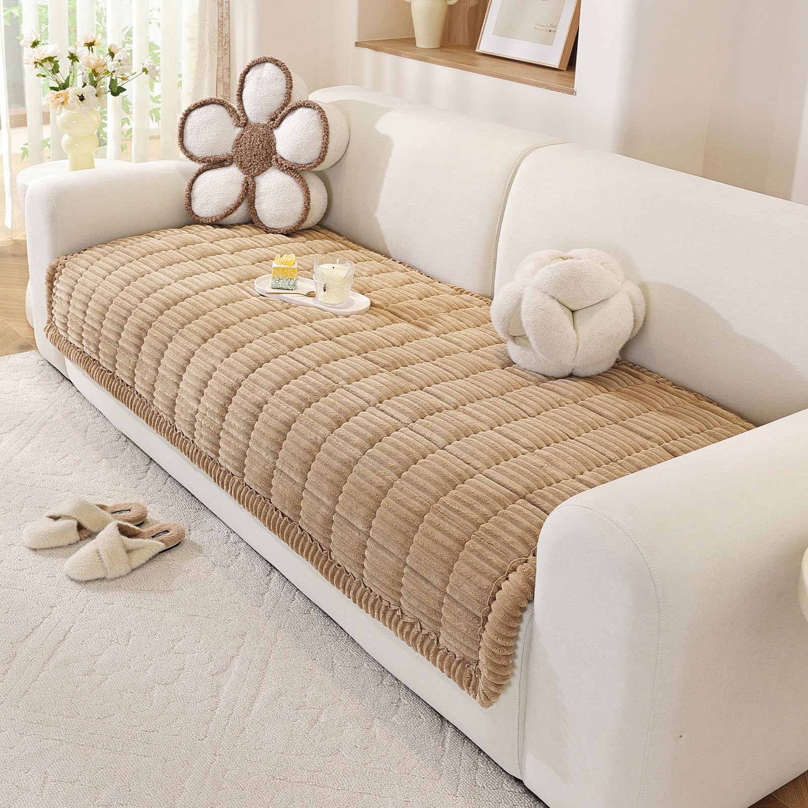 Dicke Sofa überzug Waschbar - 2026 Upgrade-Version Couch überzug 2 3 4 Sitzer, Anti-Rutsch Sofabezug, Gemütlich Sofa Cover Sofa bezug Sofaüberwürfe Möbelschoner für Wohnzimmer (70x150cm)