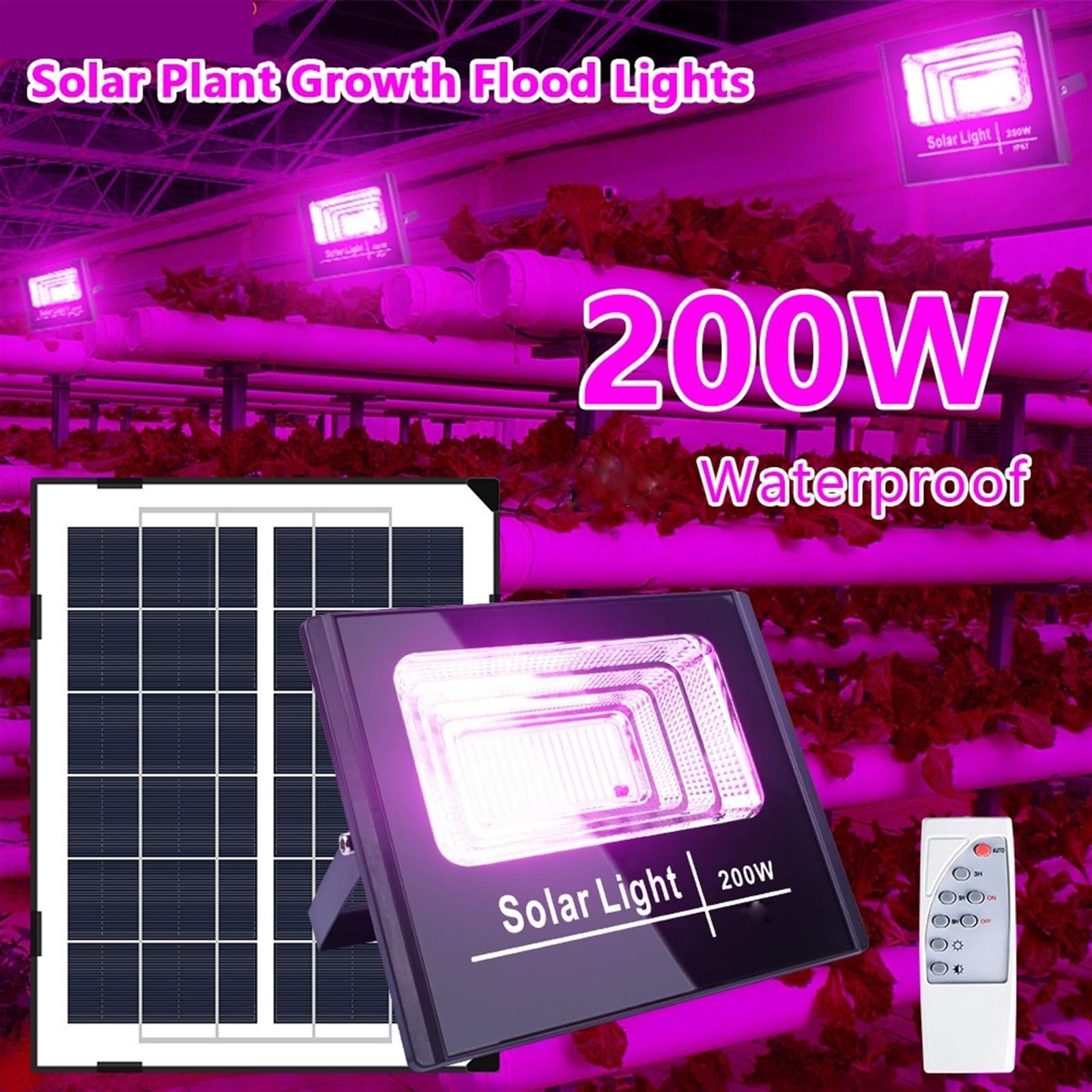 Lámpara de Cultivo, Foco Solar for el Crecimiento de Plantas, 200 W, IP66, Resistente al Agua, de Espectro Completo, lámpara hidropónica, Invernadero, Tienda for Plantar Semillas de Flores