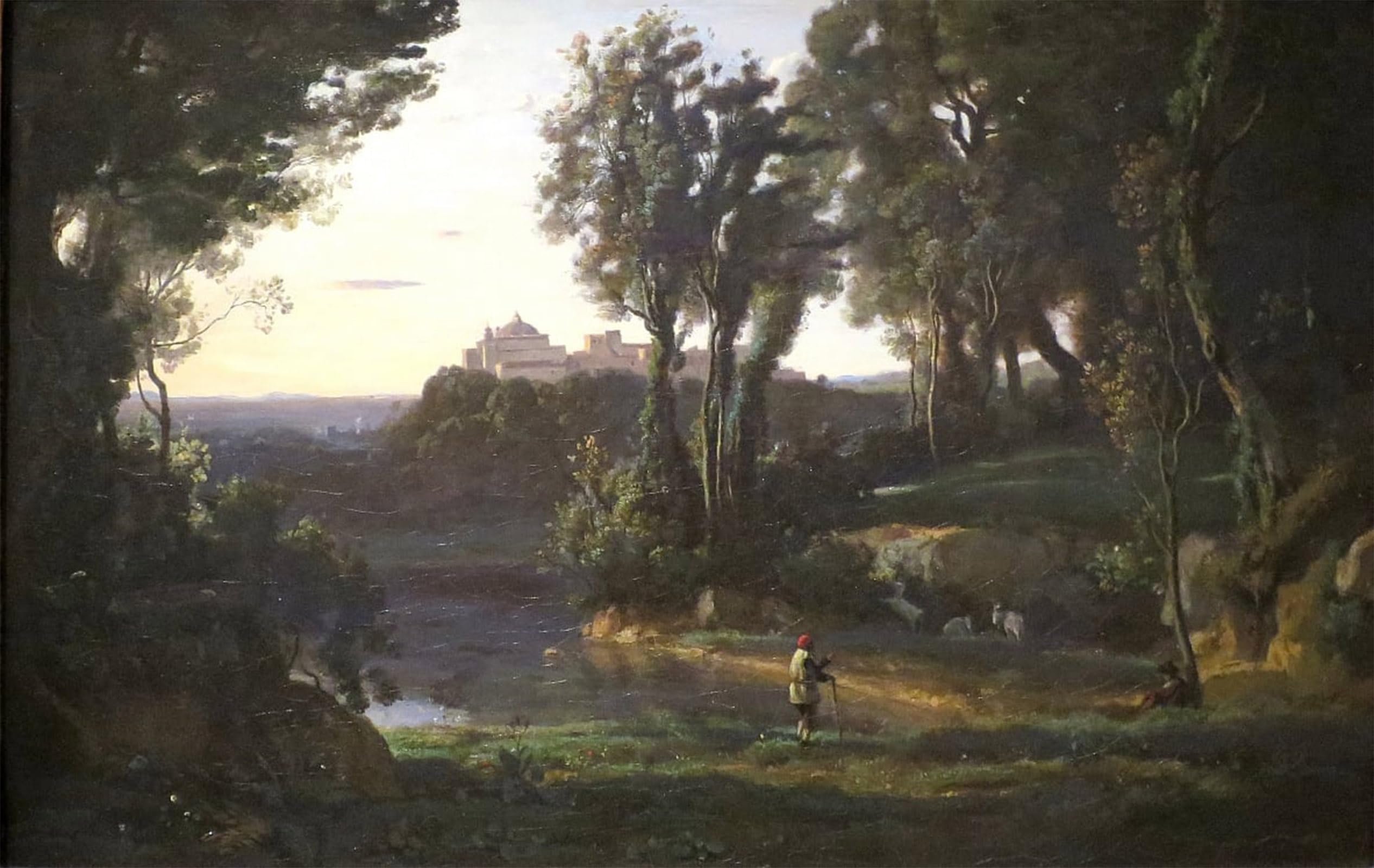 SERENDIPITP Abstract Painting Mural Print Picture Wall Decor Painting Site in Italy by Jean Baptiste Camille Corot Vintage Wall Artwork for Home Decor 60x90cm